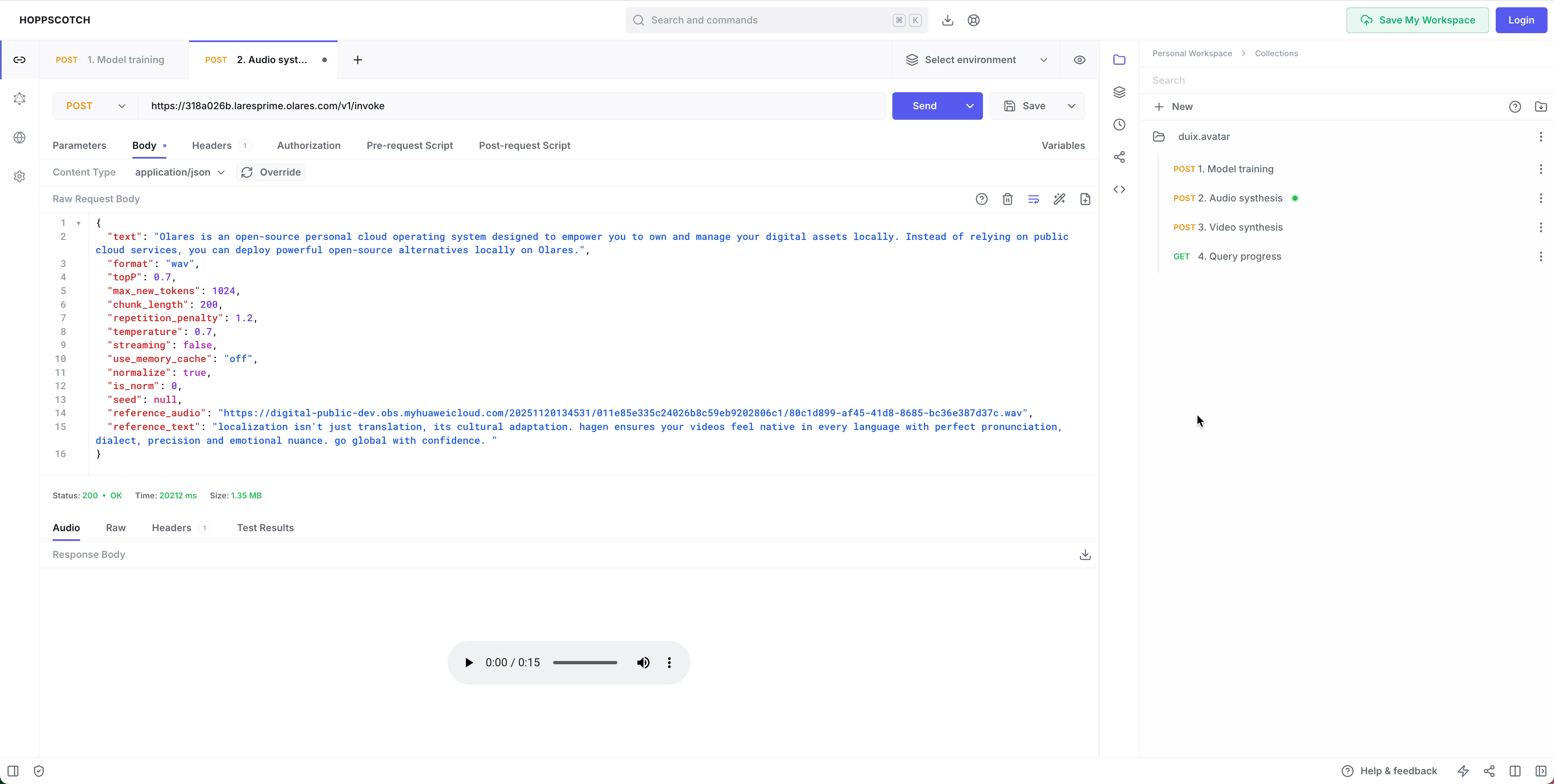 Generate audio file