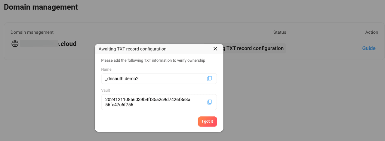 Verify TXT