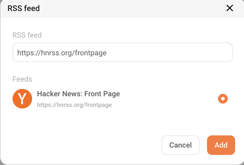 Manually add RSS
