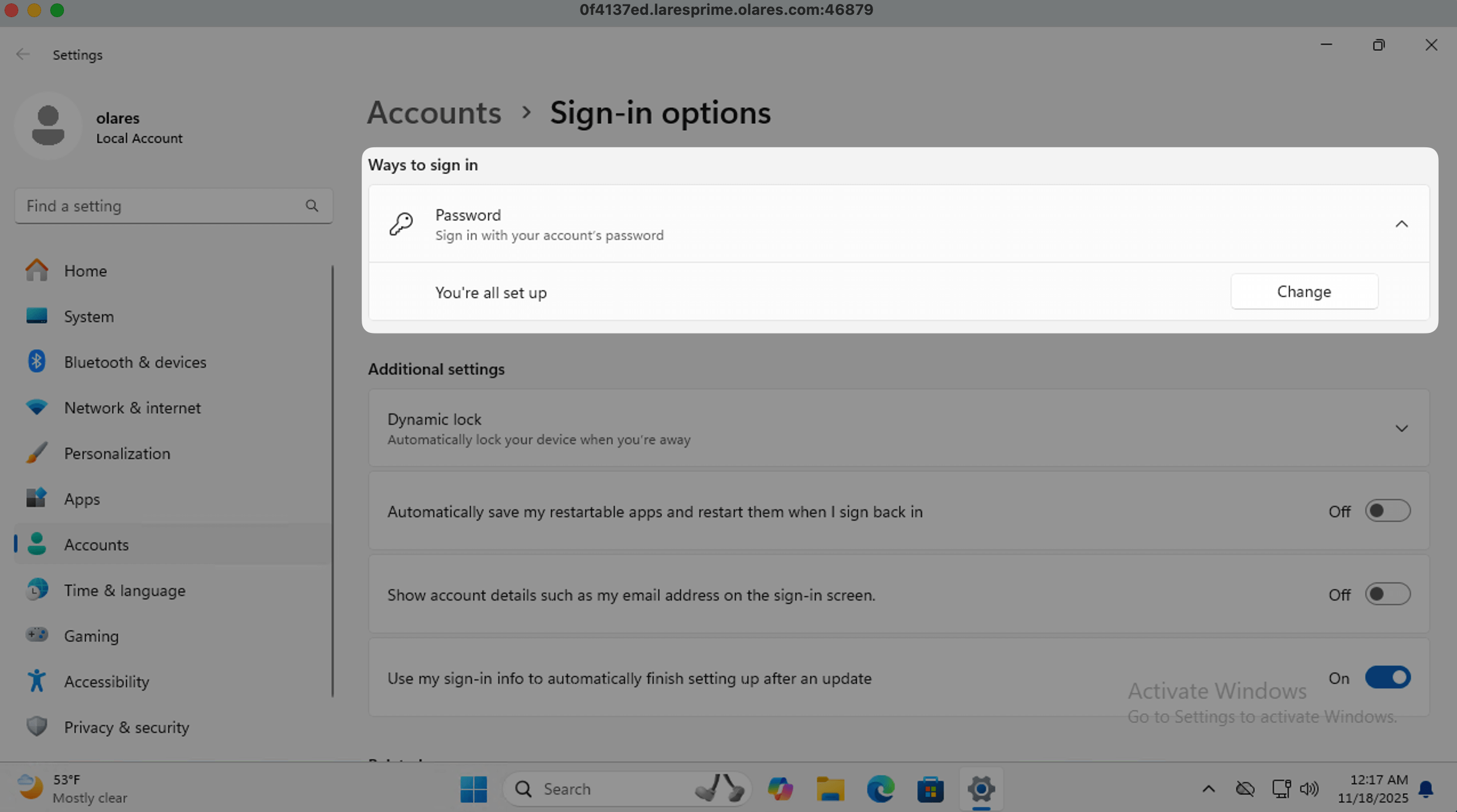 Set new password