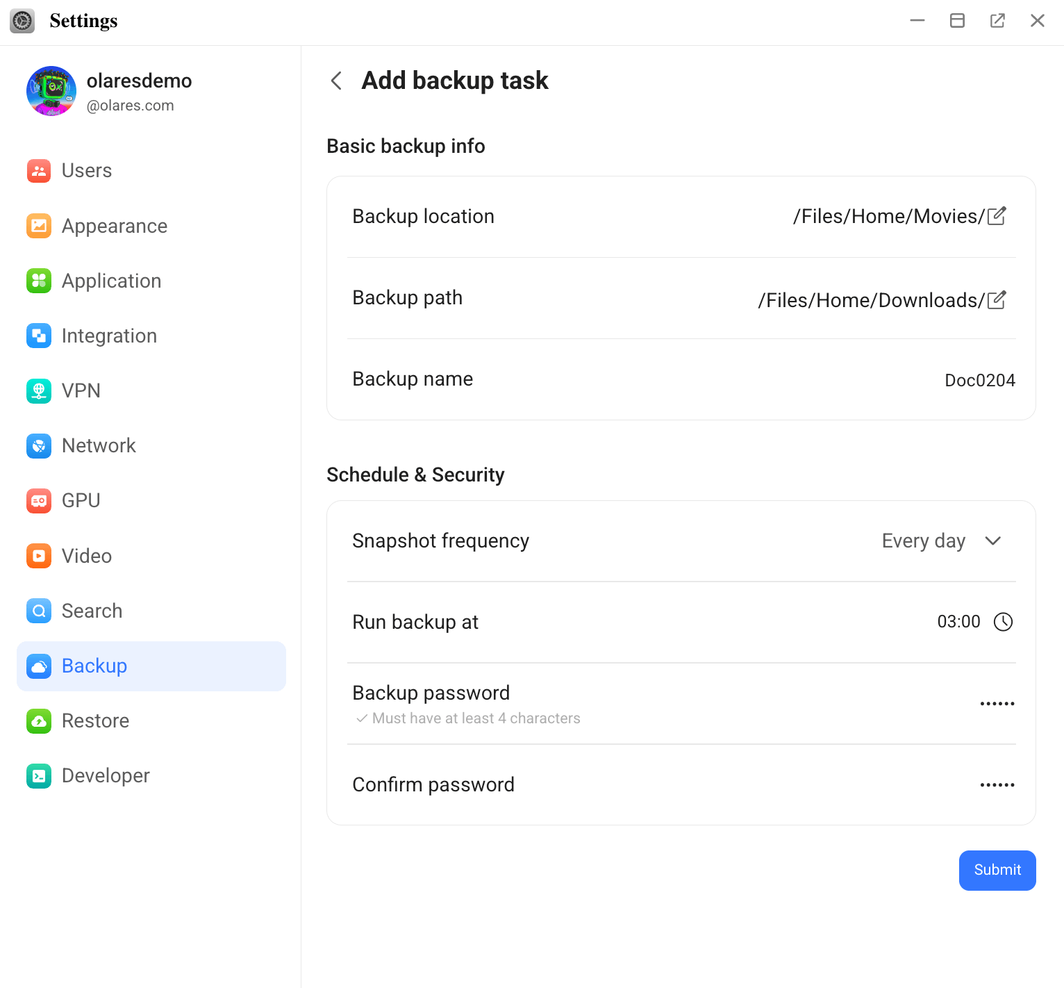 Add backup task