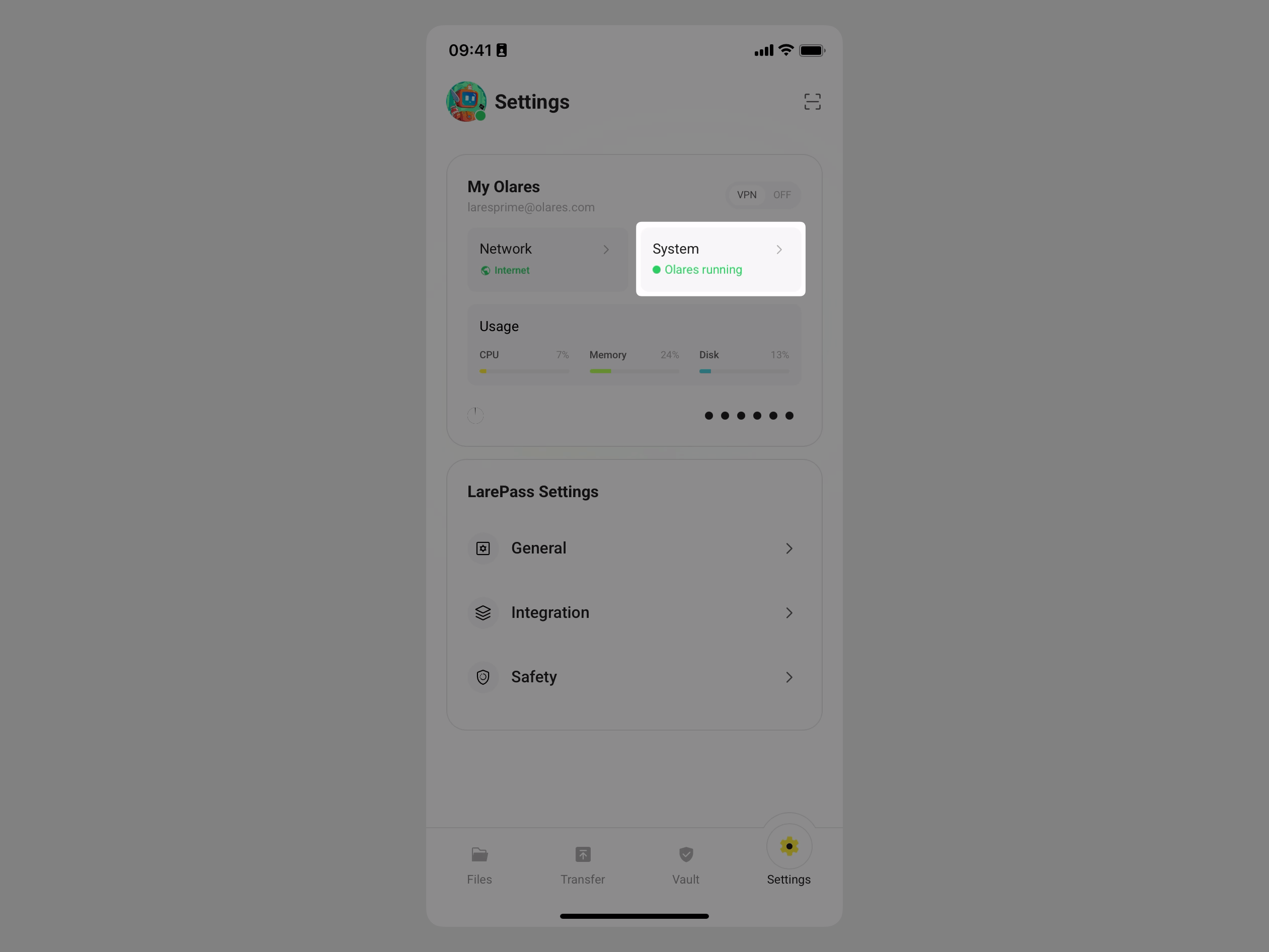 Tap the System card