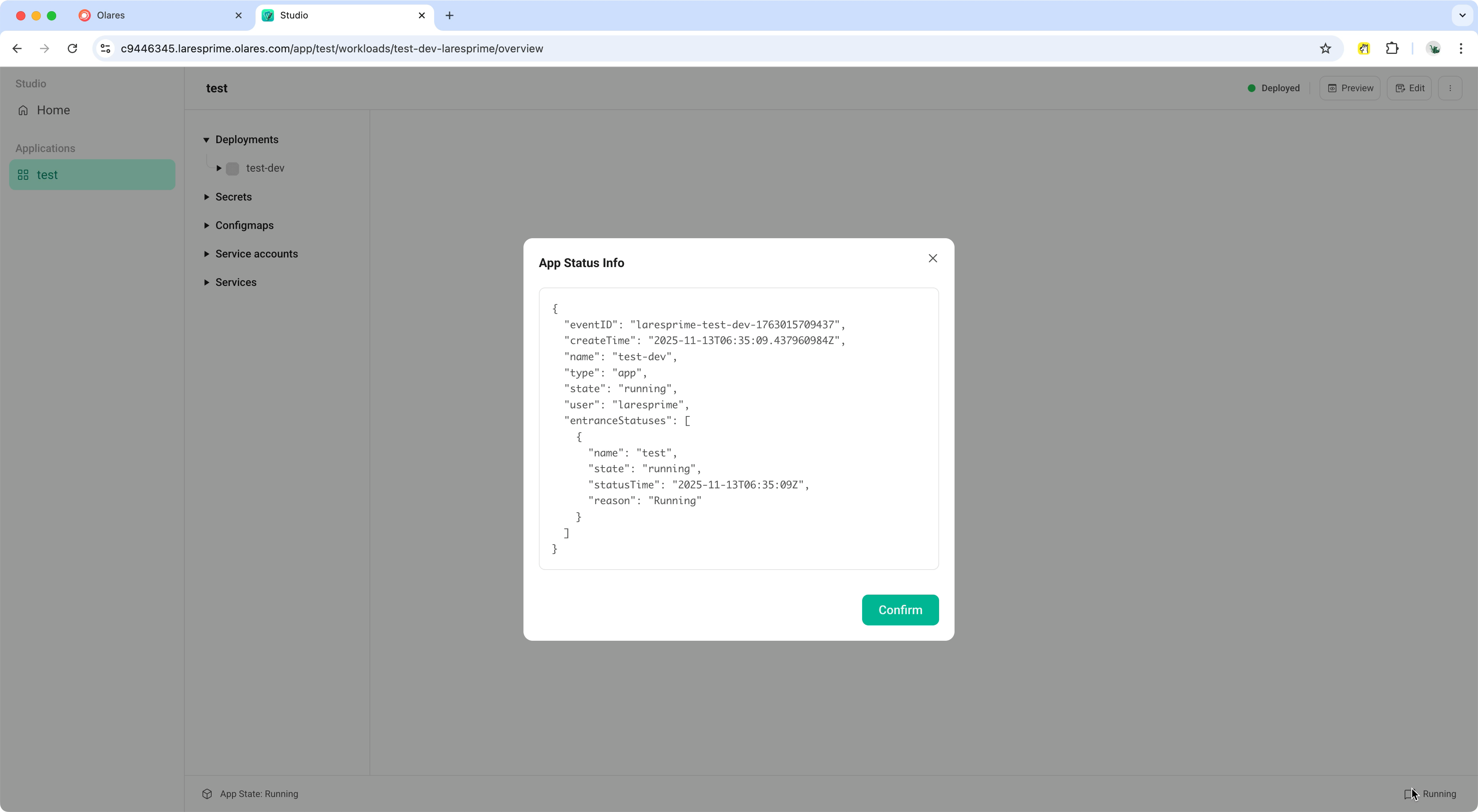 Check app status