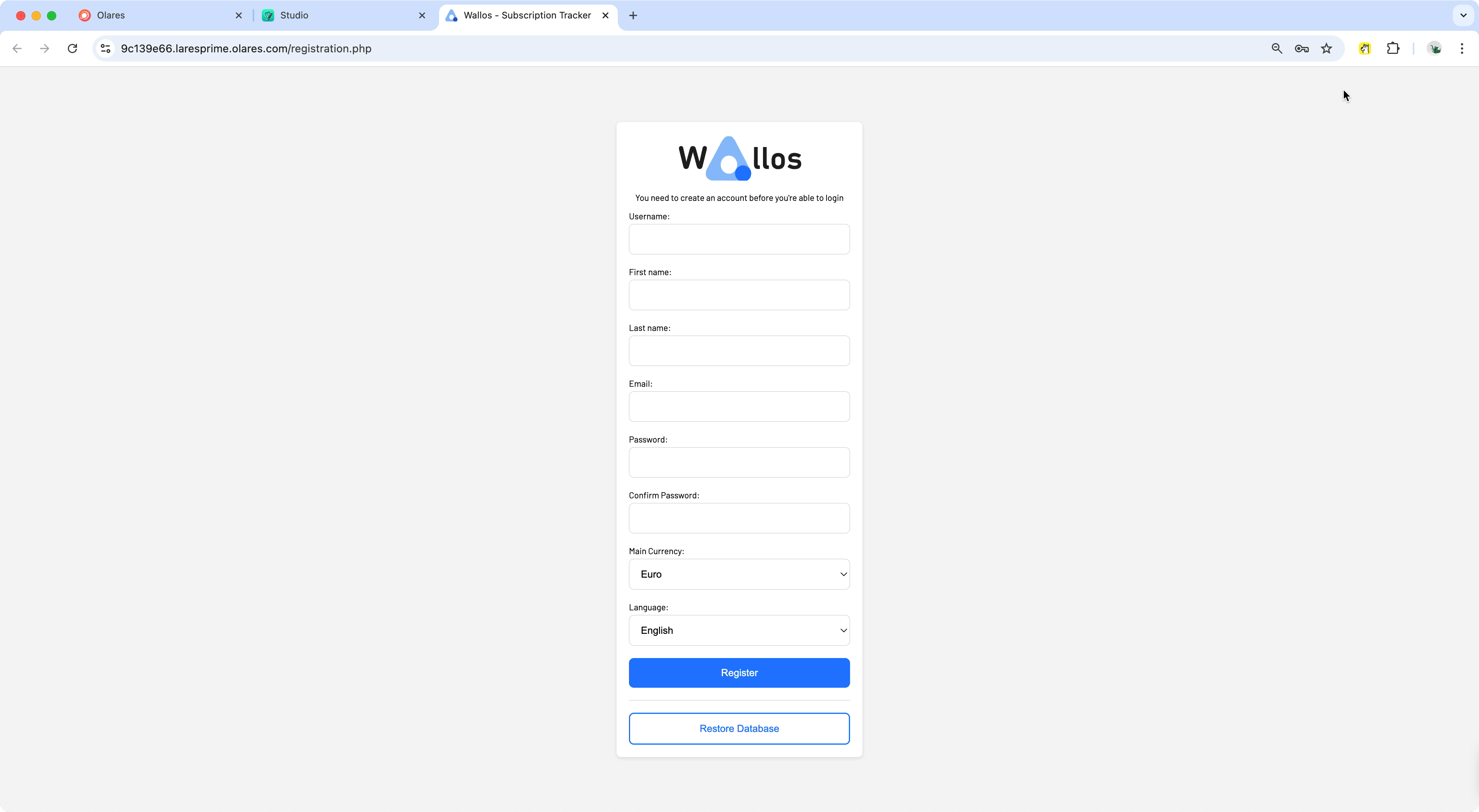 Preview wallos