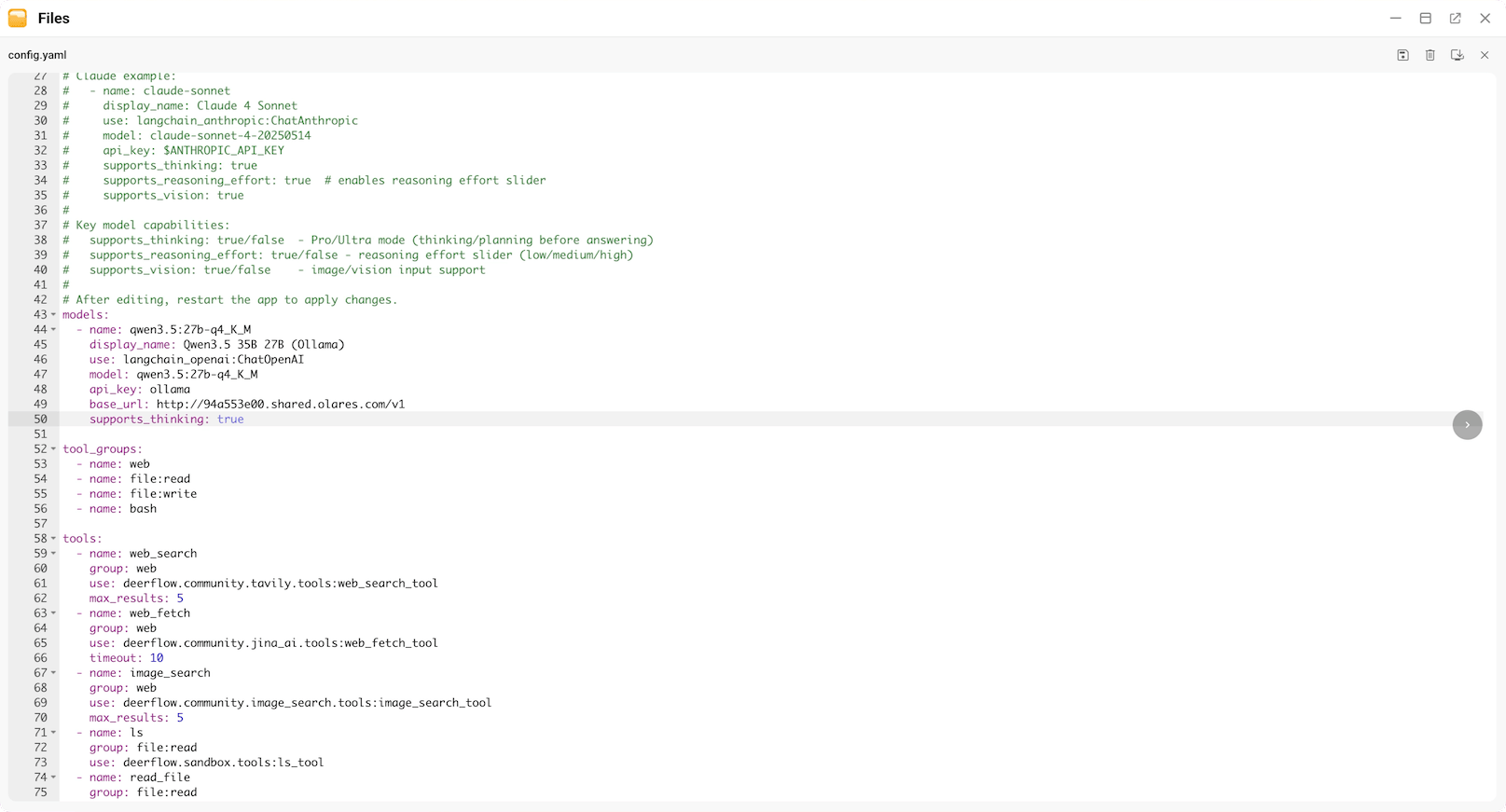 Edit config.yaml