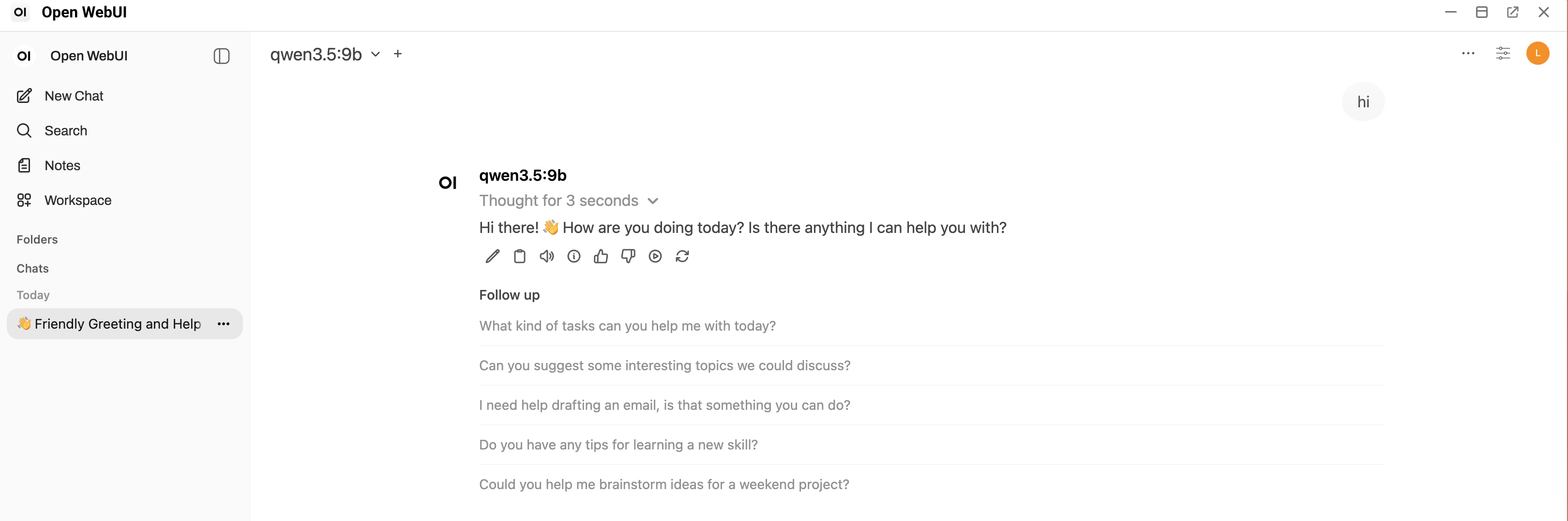 Chat in Open WebUI