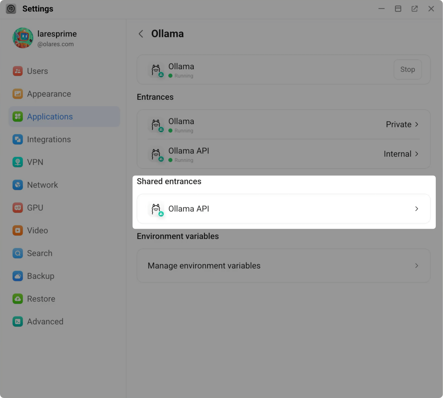 Get shared endpoint