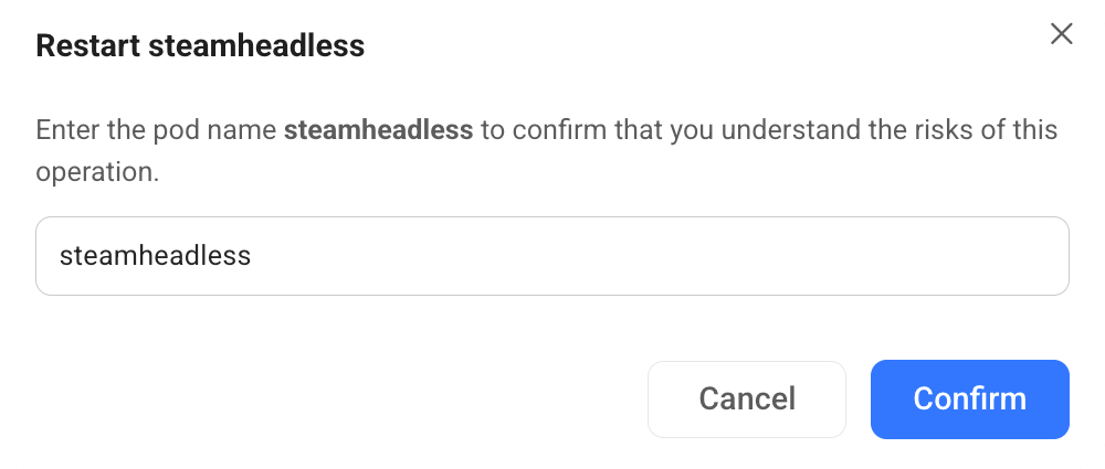 Confirm restart