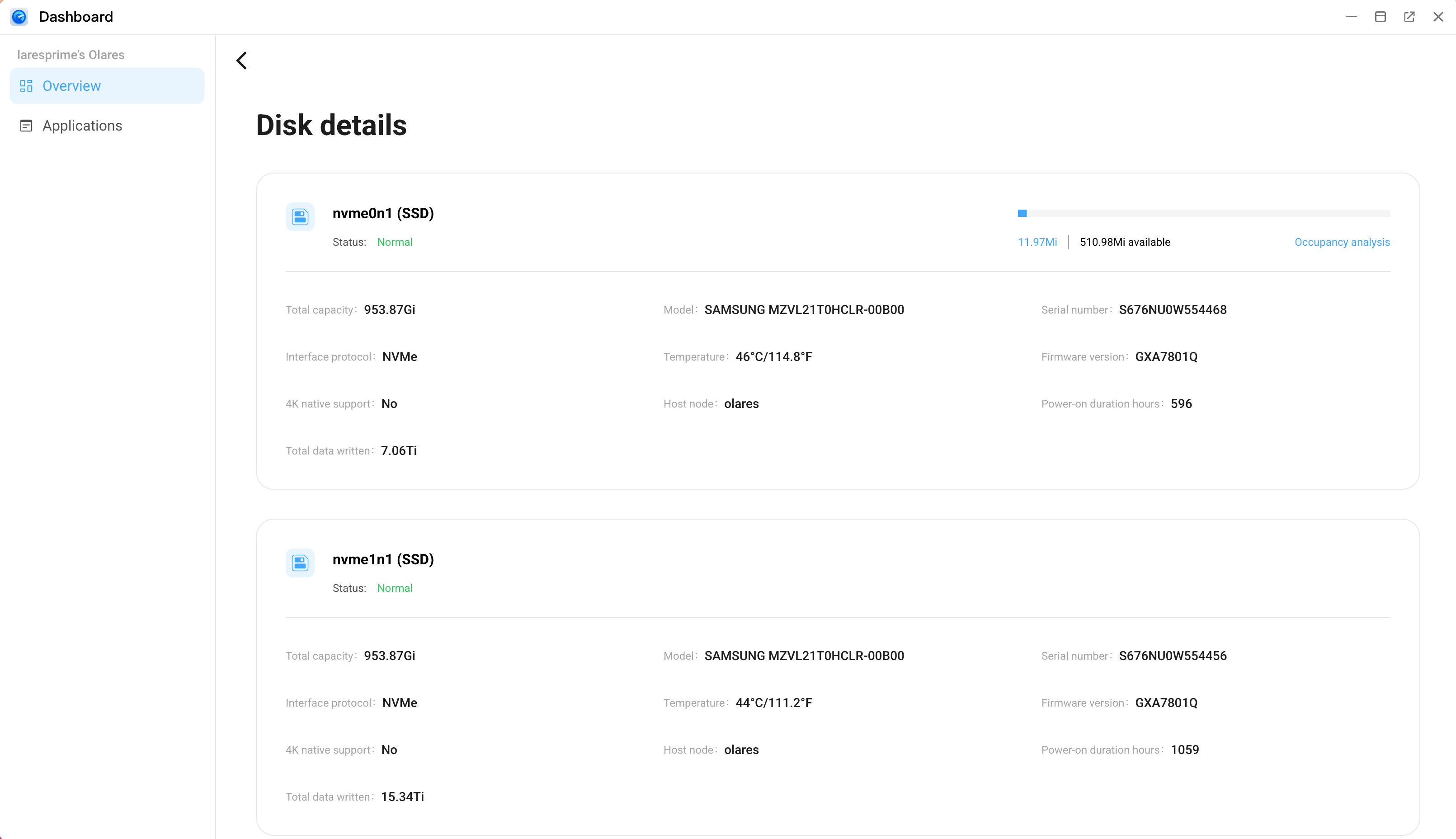 Disk details