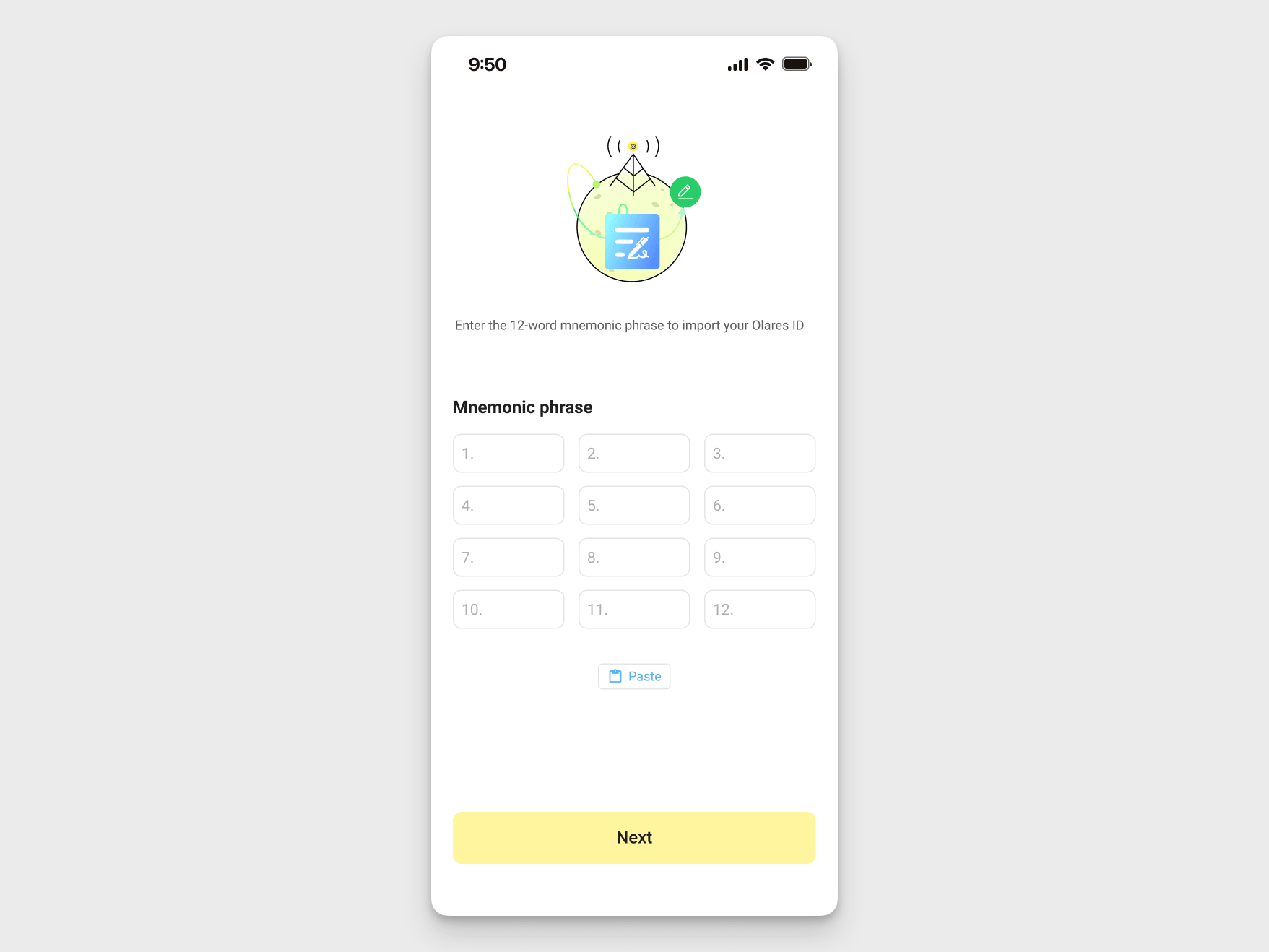 Import account on mobile device