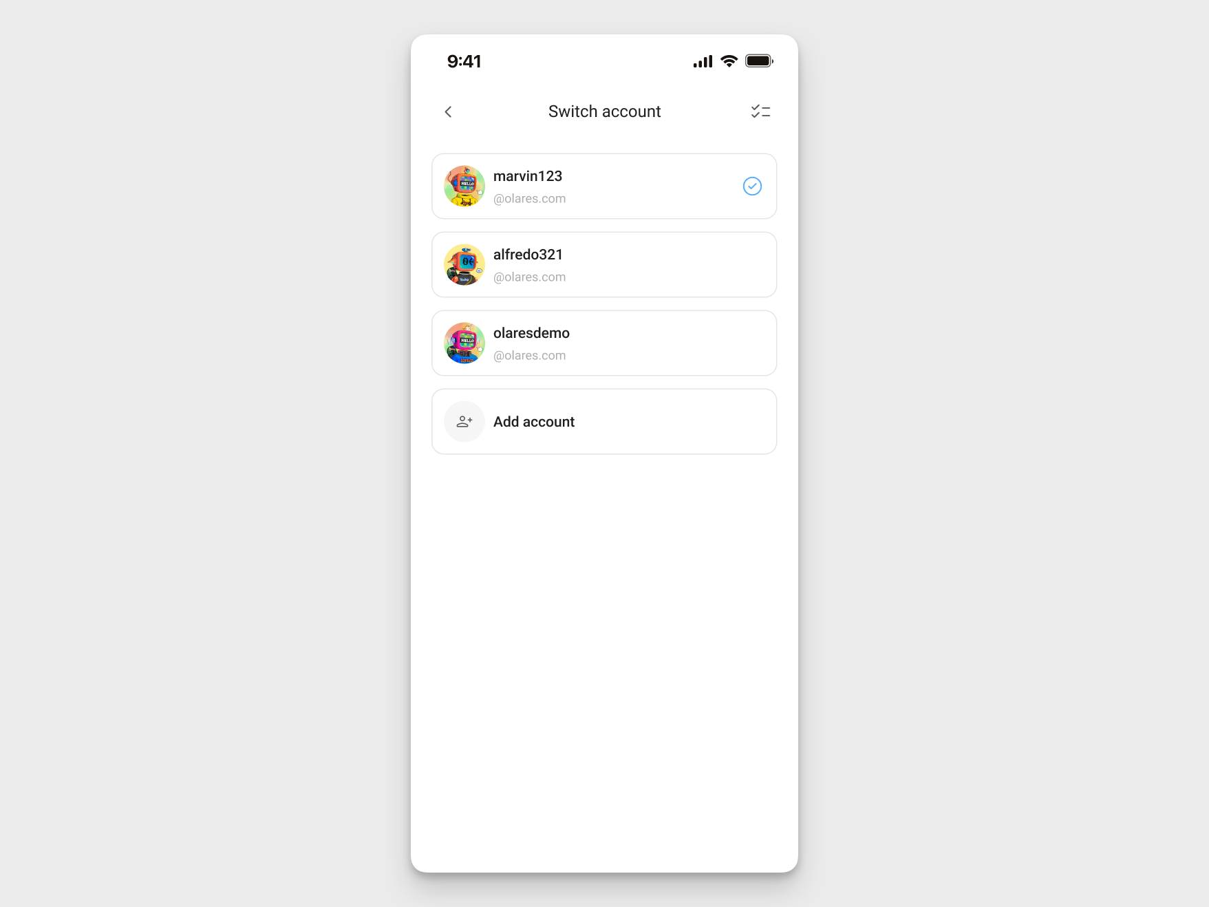 Select an account