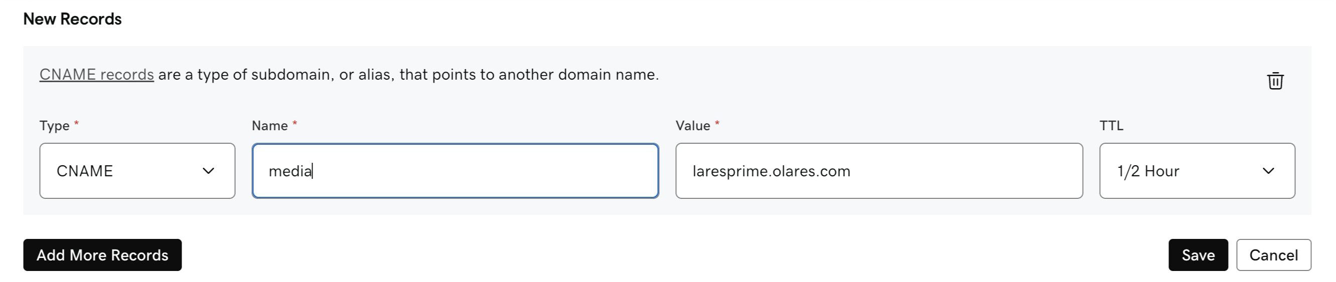 Add CNAME record