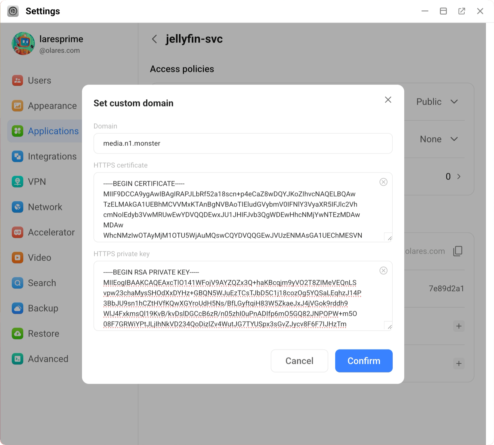 Submit custom domain