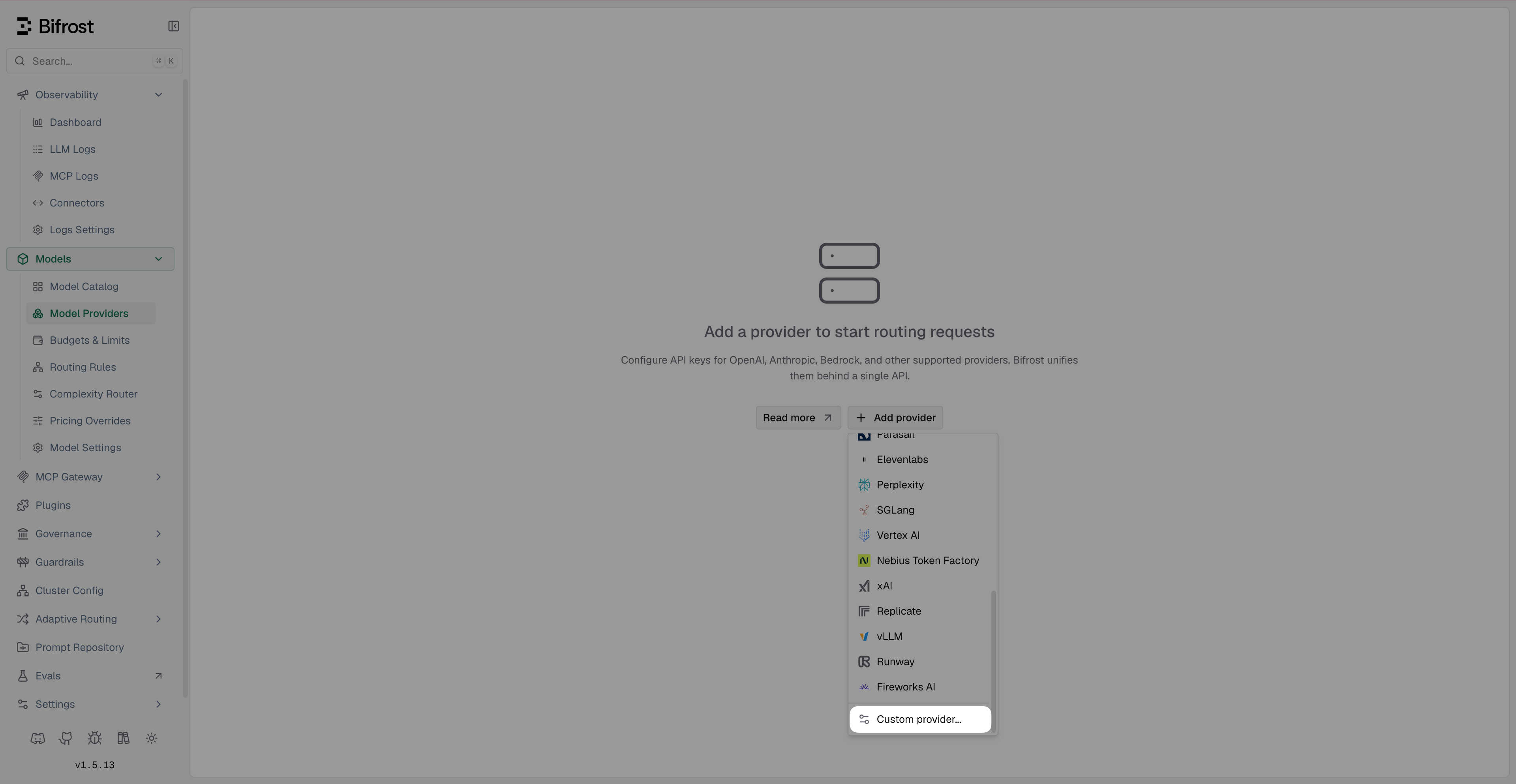 Select Custom provider