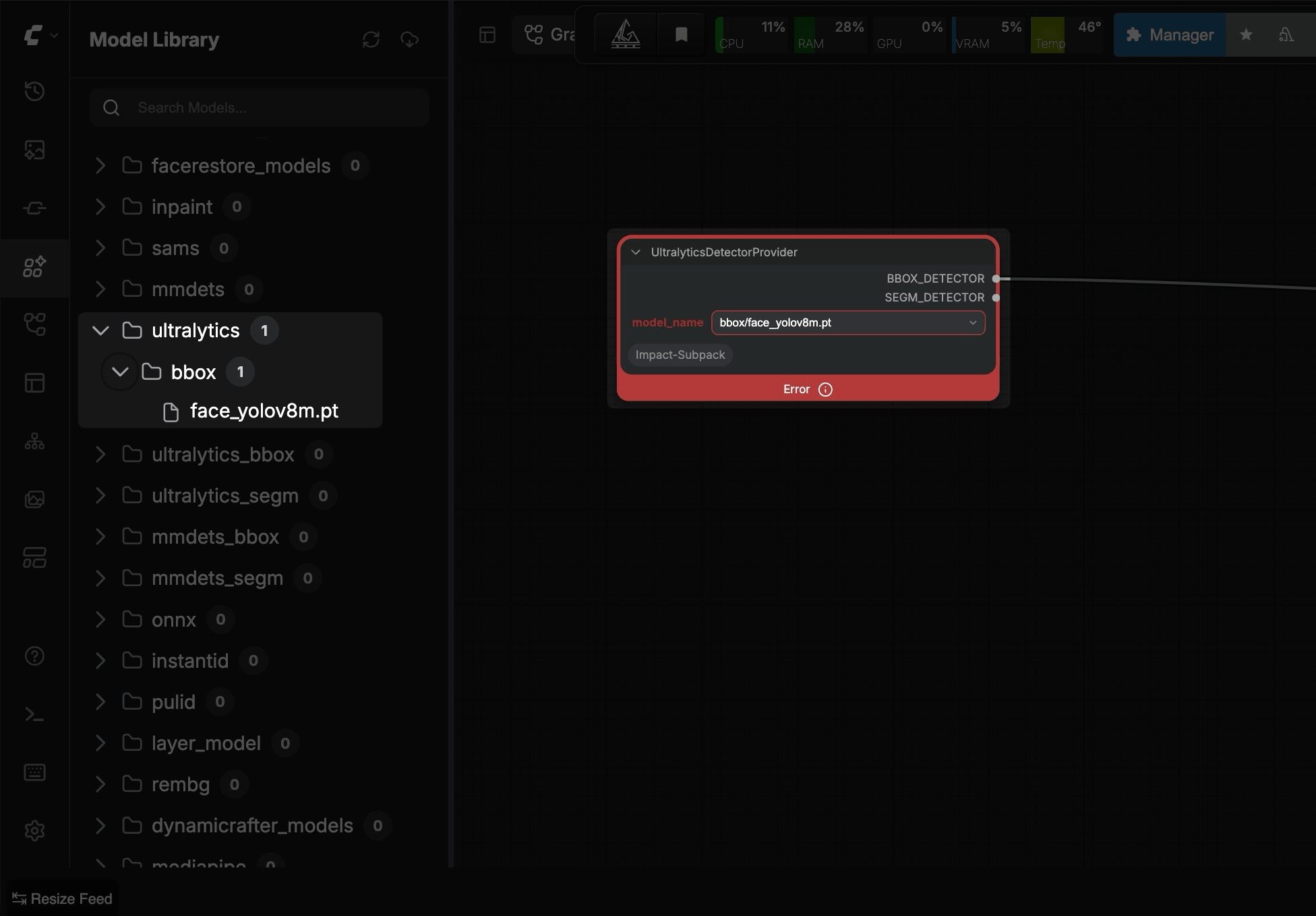 Model detected but unavailable to the custom node