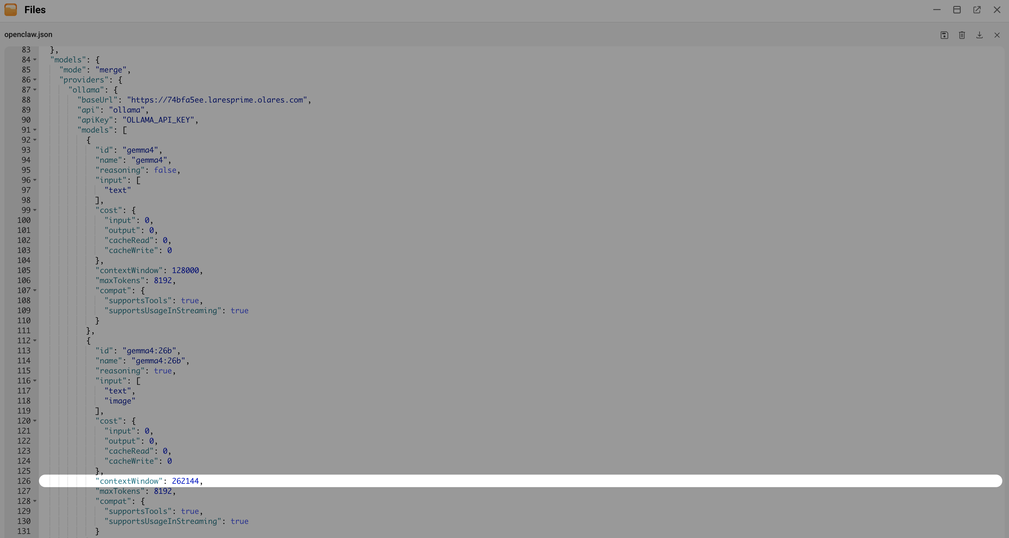 Configure context window in config file
