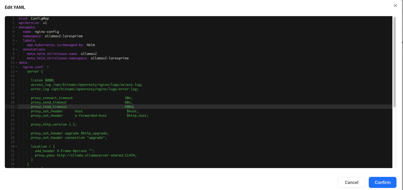 Edit Nginx configuration