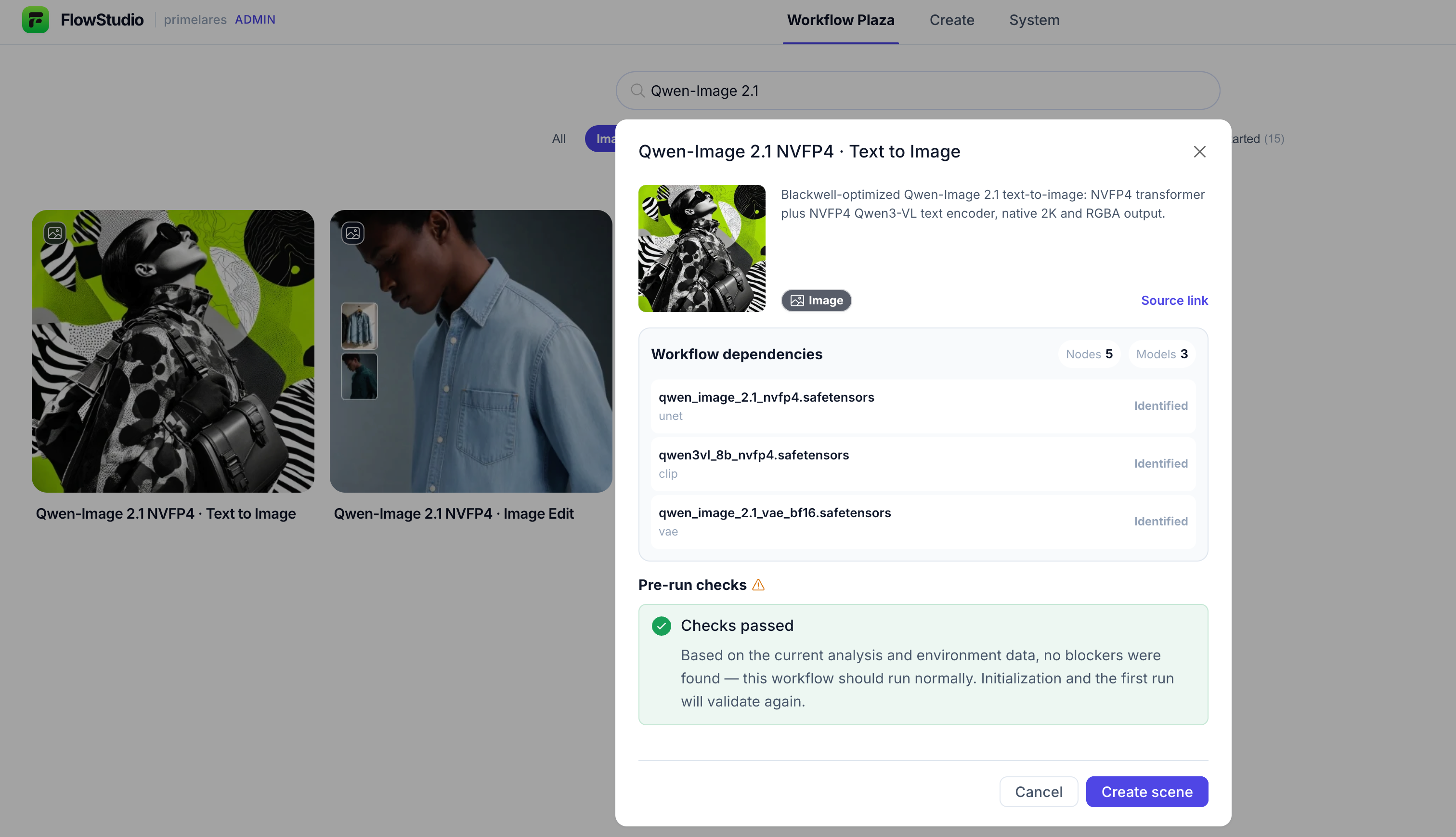 Text to Image workflow dependencies and passing pre-run checks