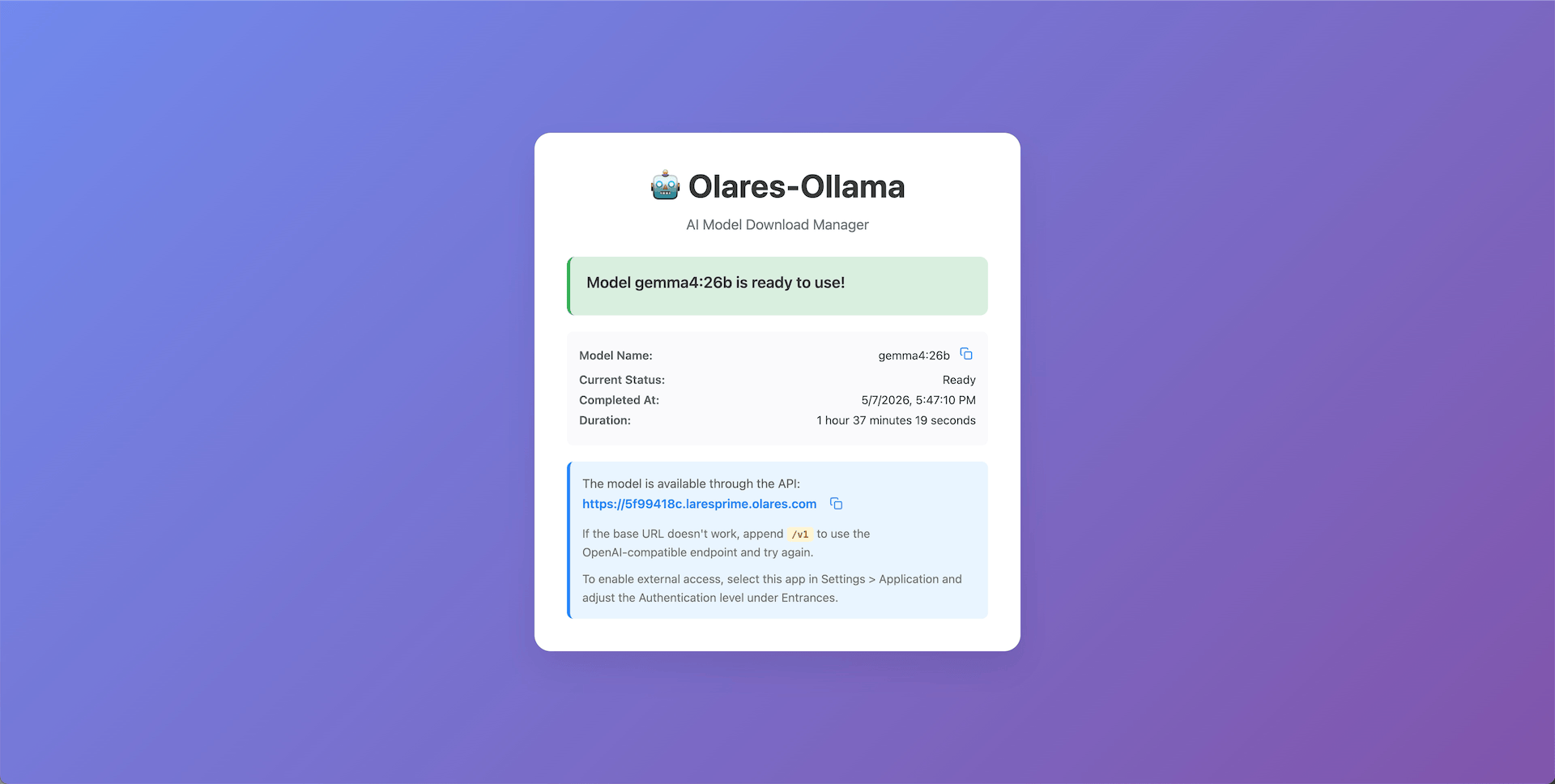 Model name shown in the model app