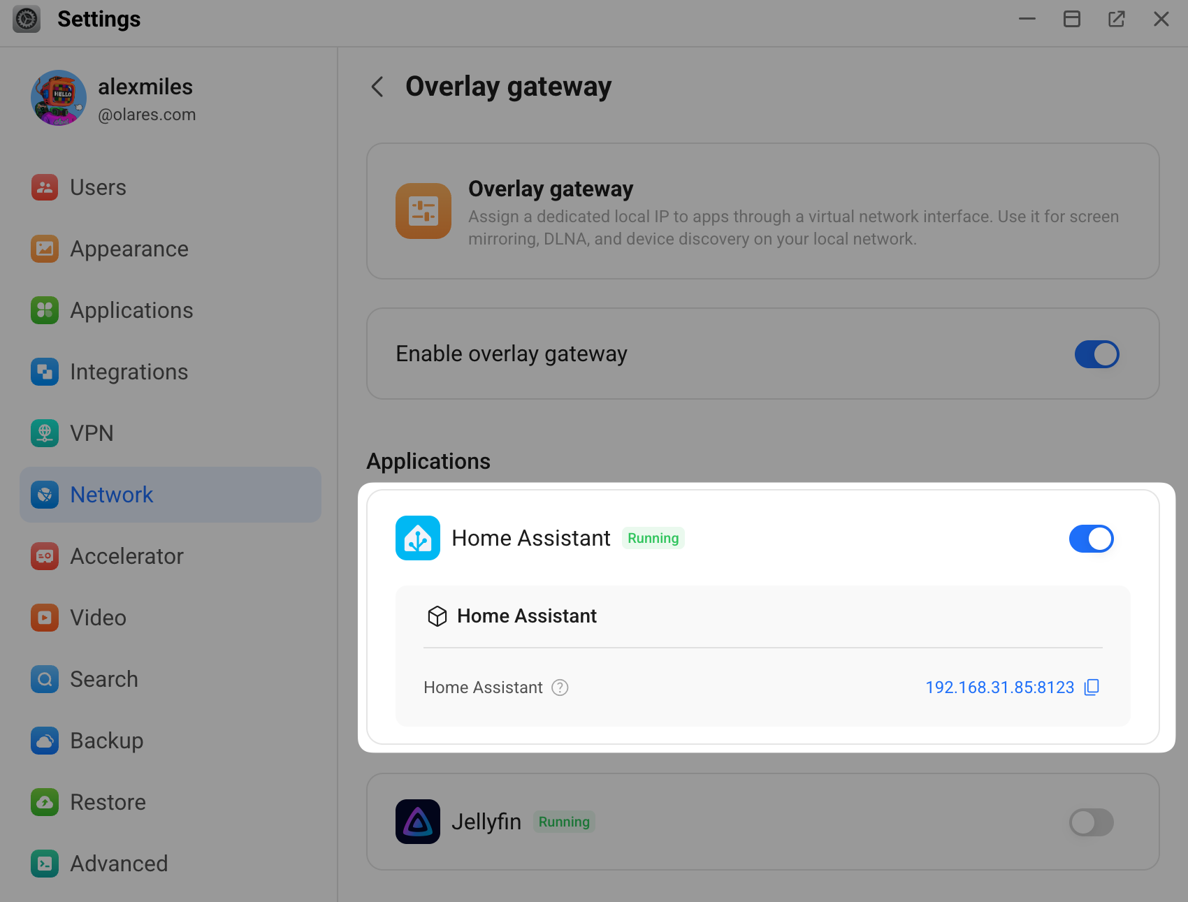 Enable overlay gateway for Home Assistant