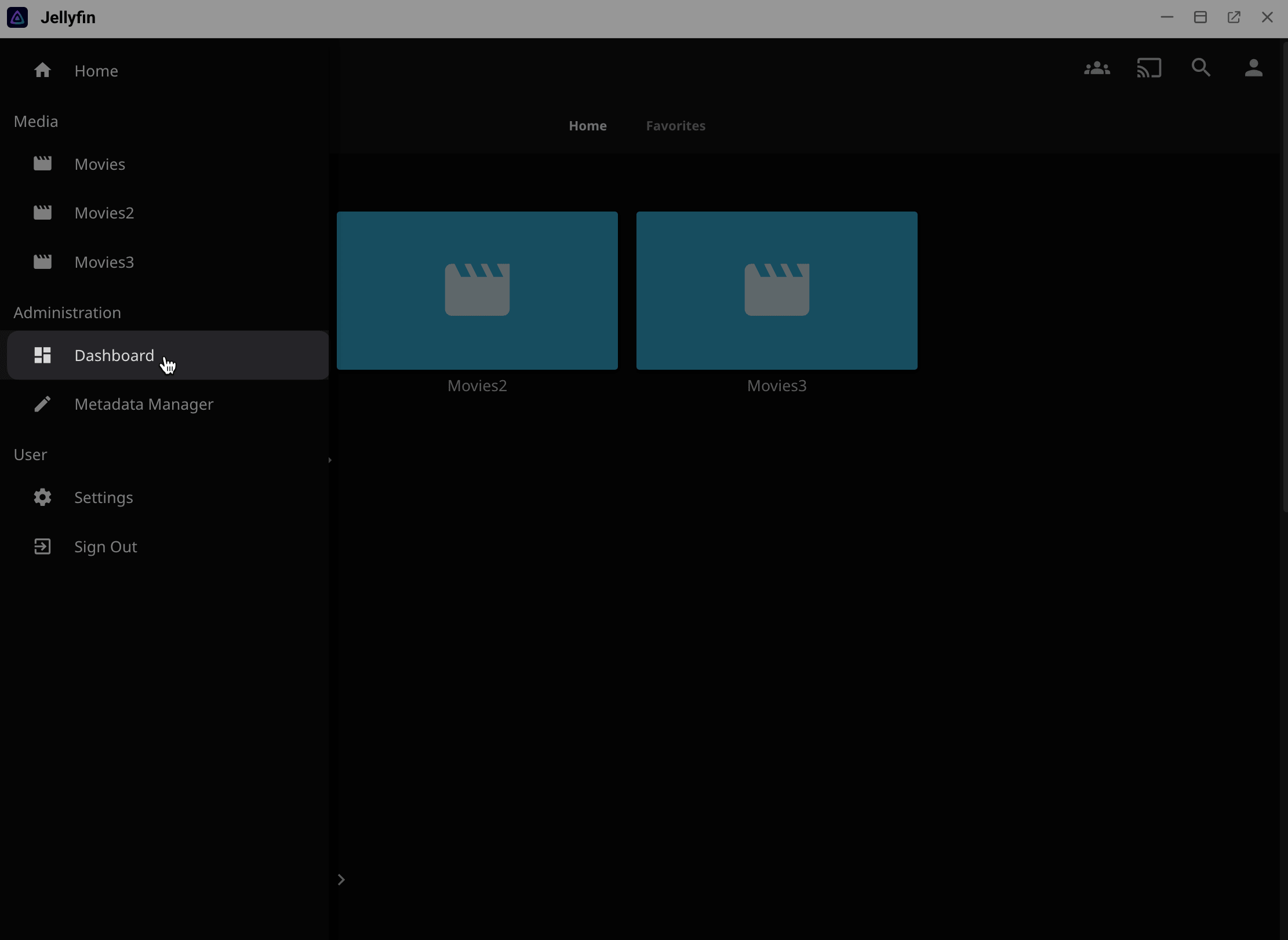 Jellyfin dashboard