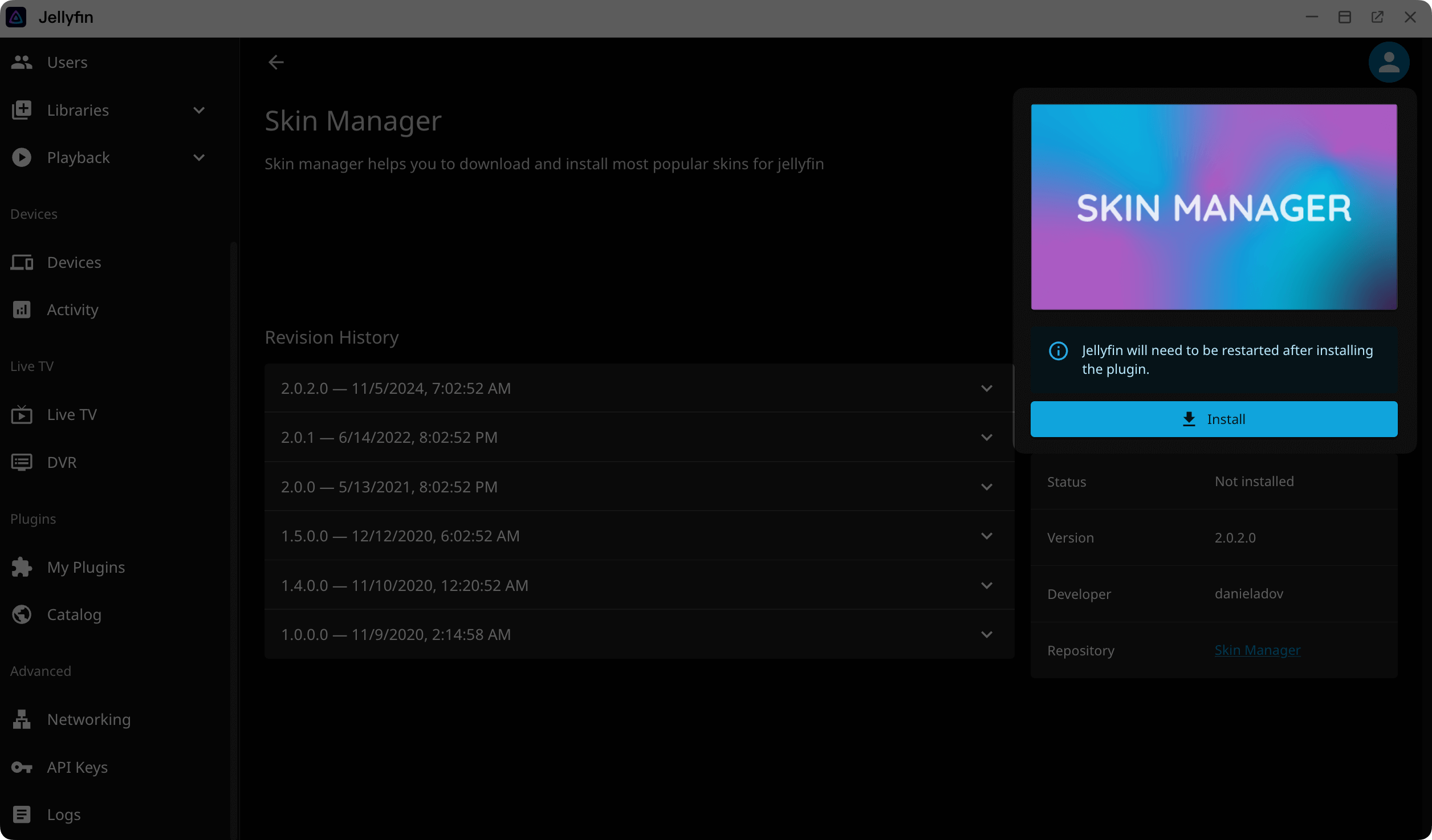 Install plugin