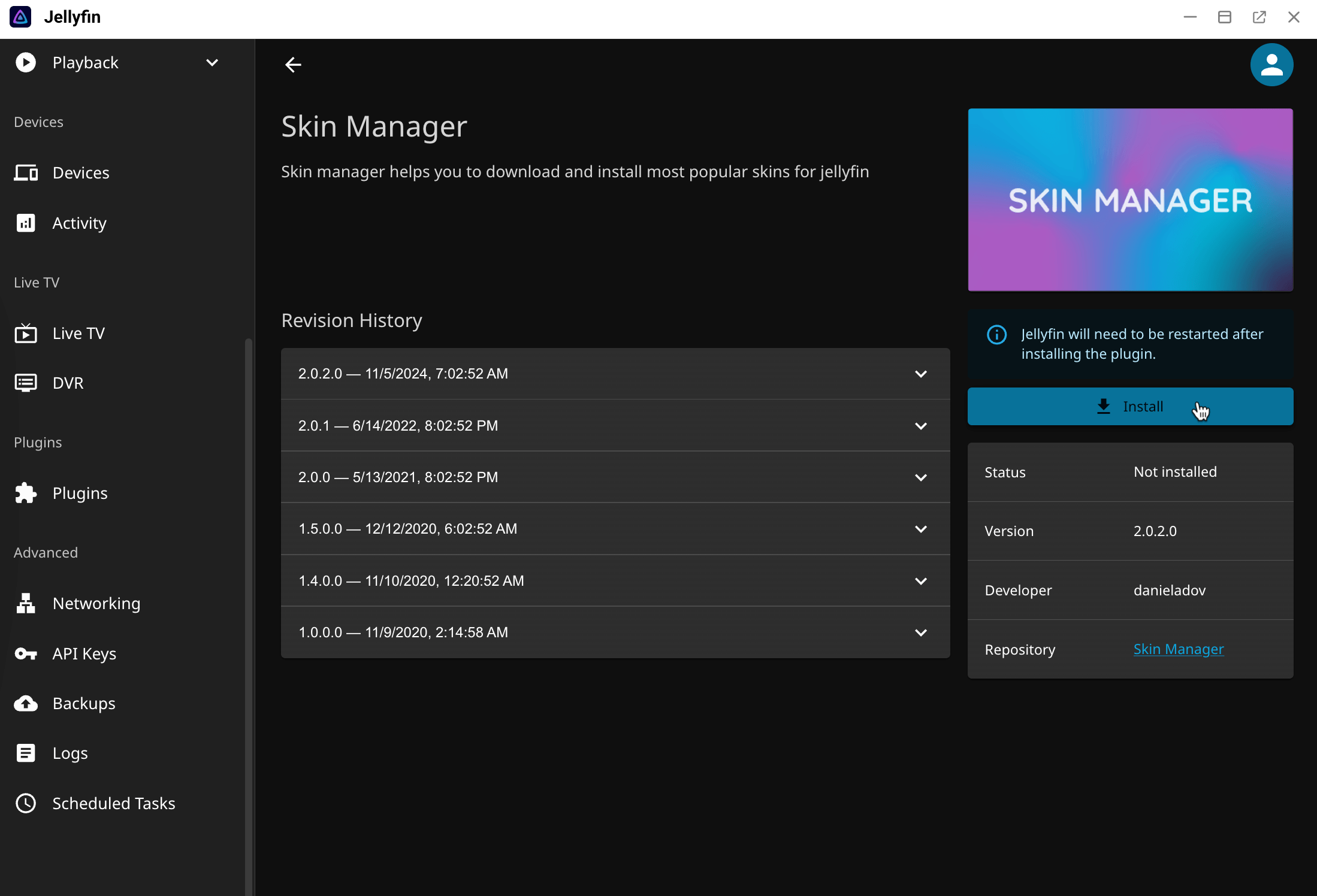 Install plugin