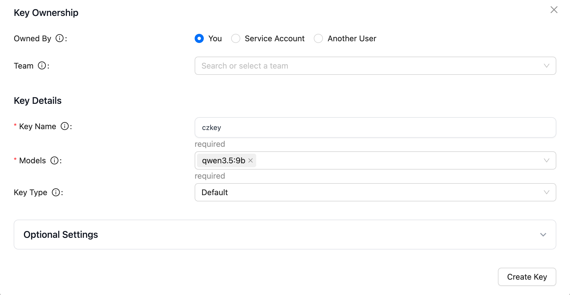 Create virtual key