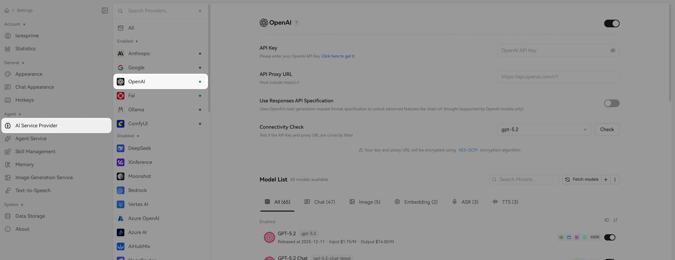 Configure model connection in LobeHub