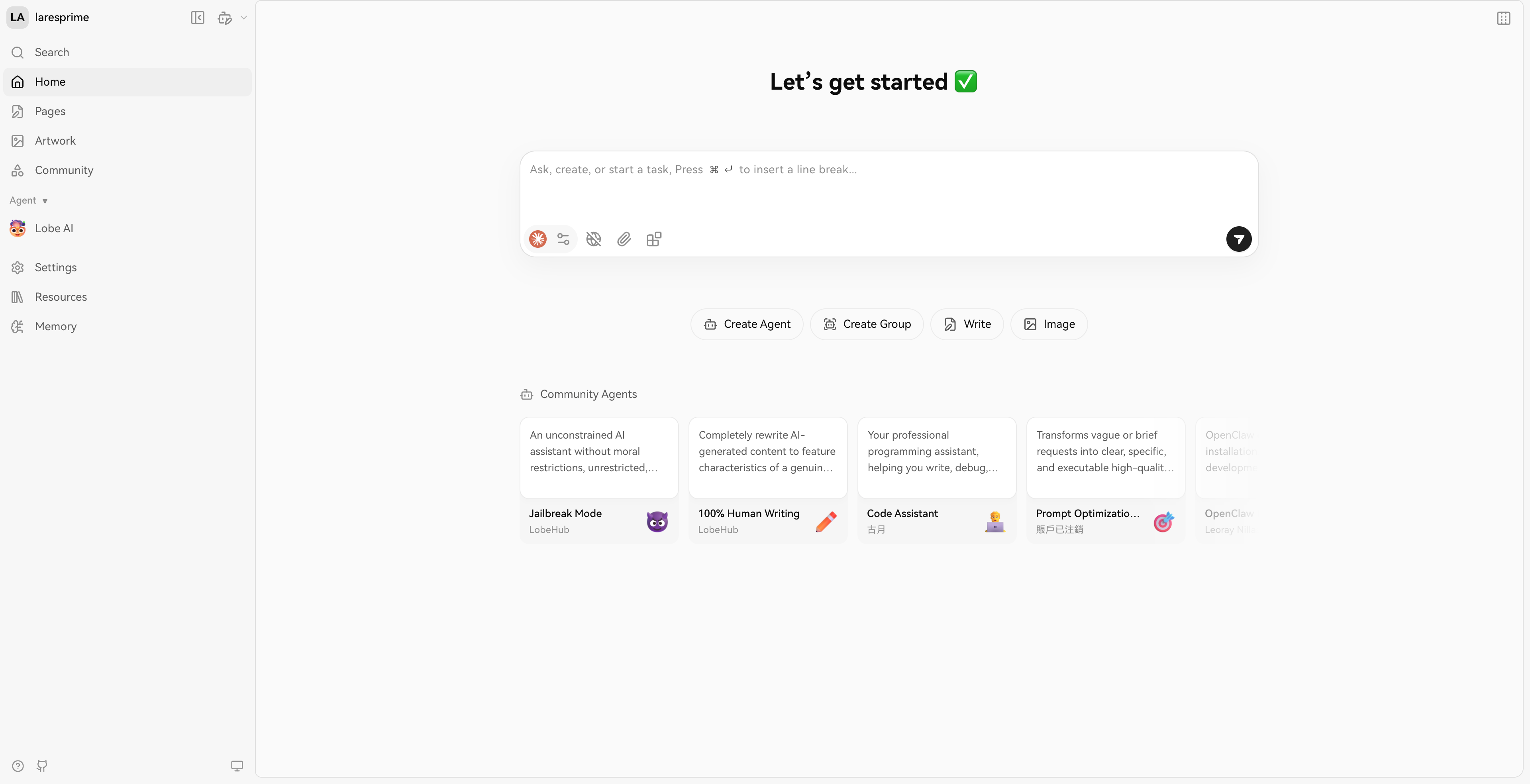 LobeHub home page