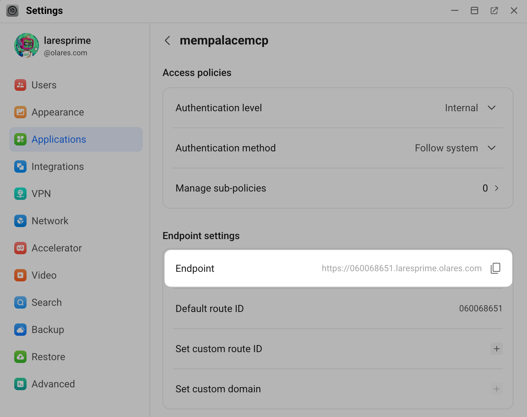 从 MemPalace MCP 入口复制 Endpoint