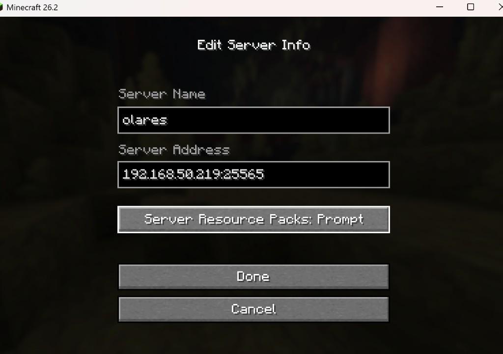 Minecraft add server