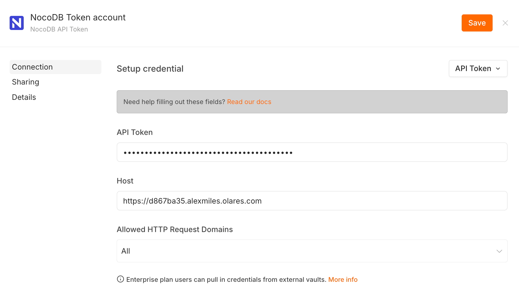 Add NocoDB credential