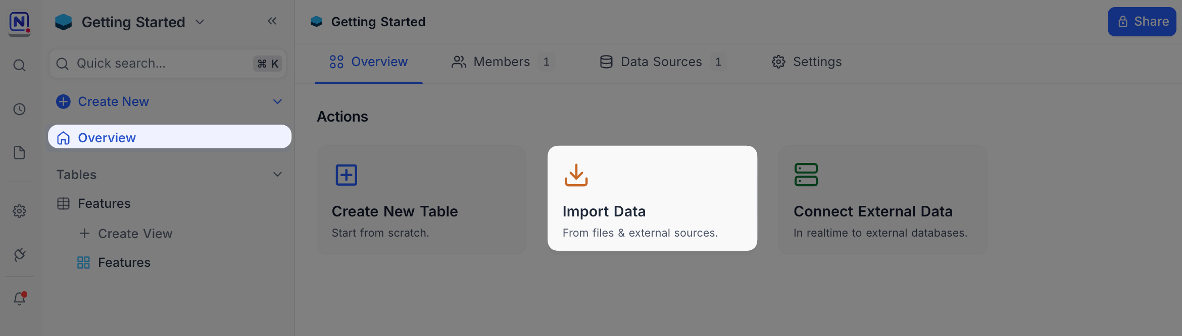 Import data into NocoDB