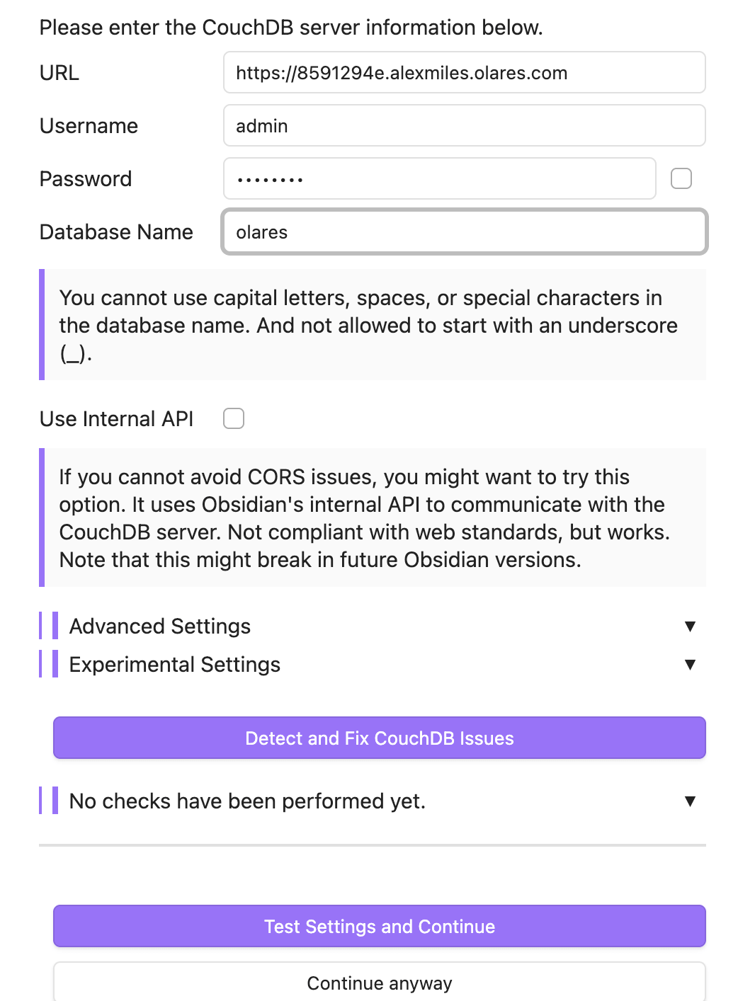 Configure CouchDB in Self-hosted LiveSync