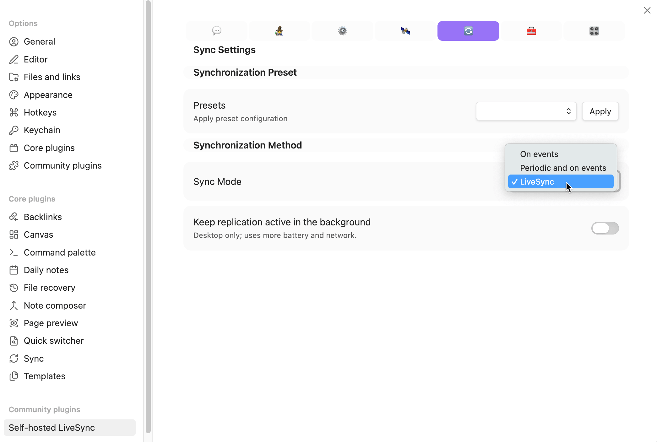 Enable LiveSync