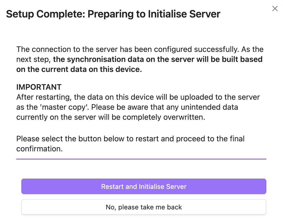 Restart and initialize the LiveSync server