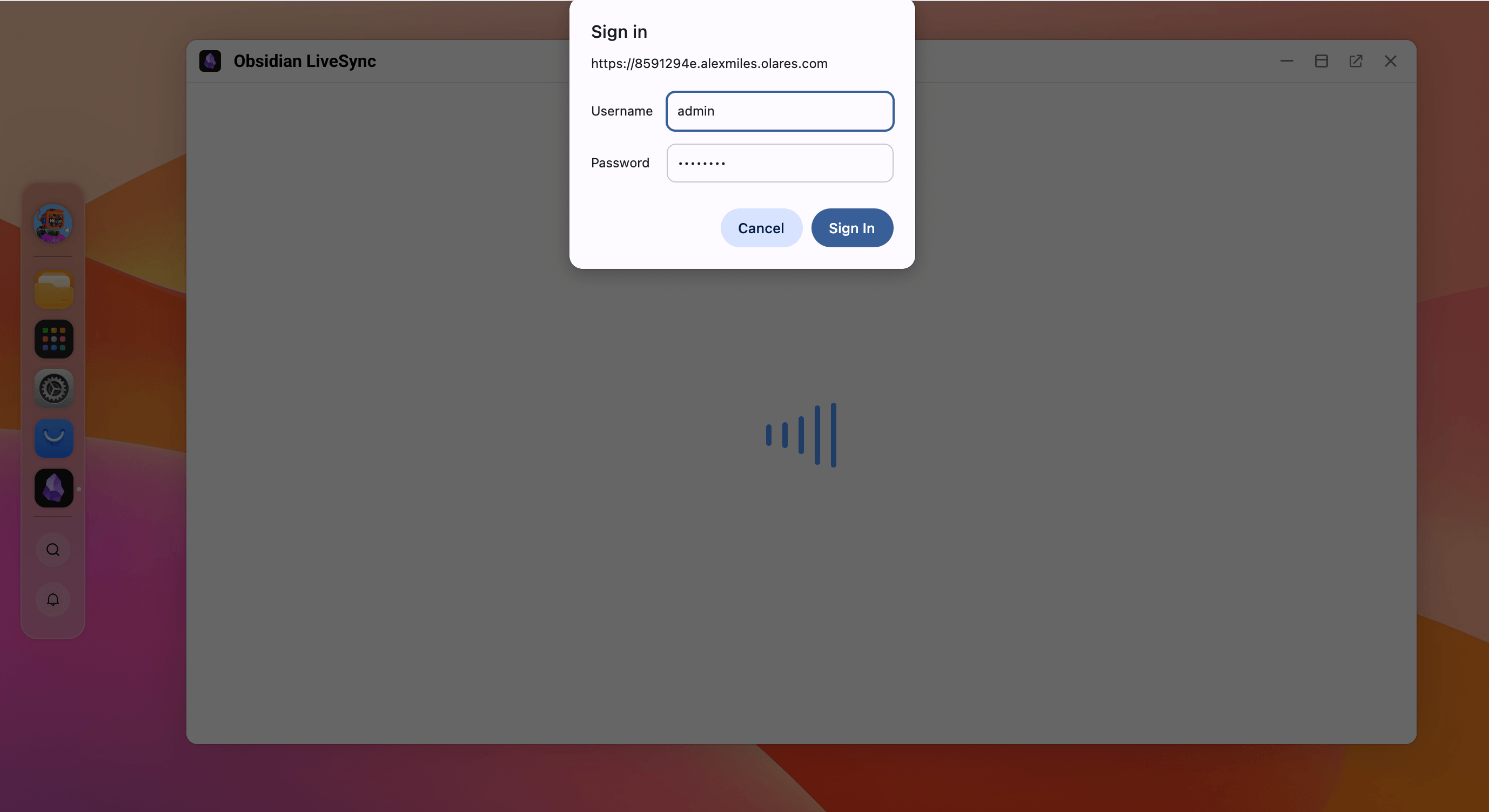 Sign in to Obsidian LiveSync