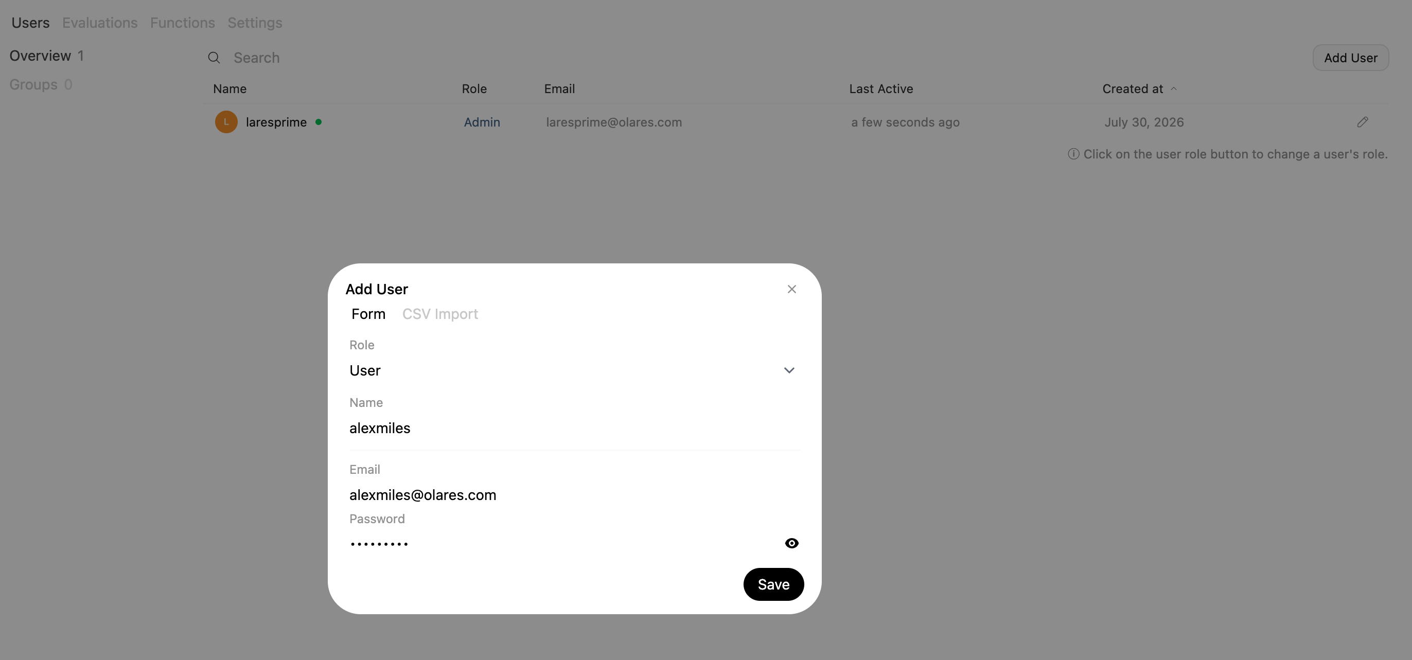 Add user in Open WebUI