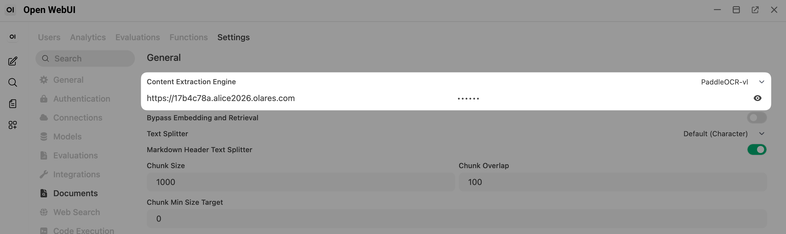 PaddleOCR config in Open WebUI