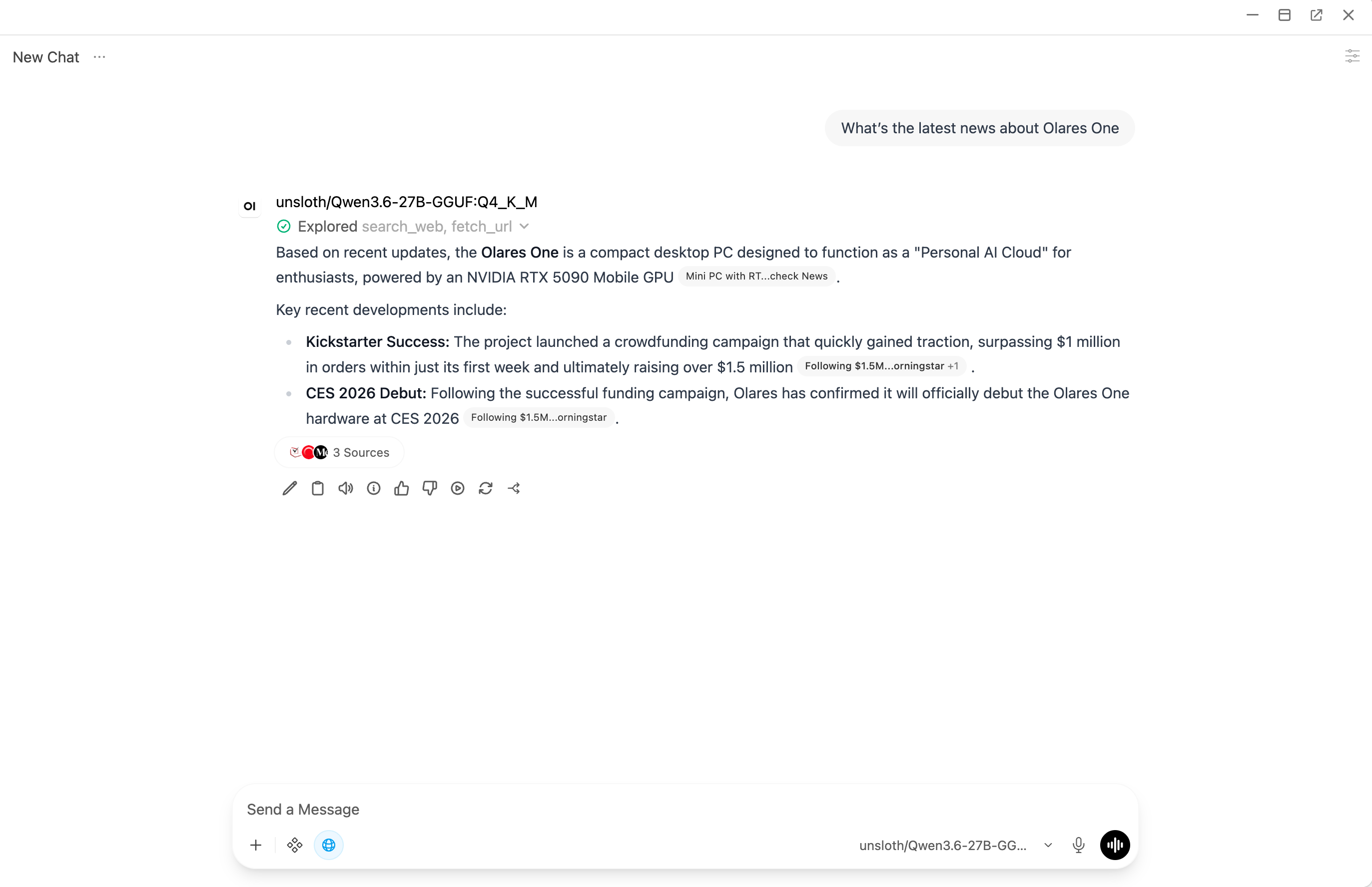 Web search results in Open WebUI