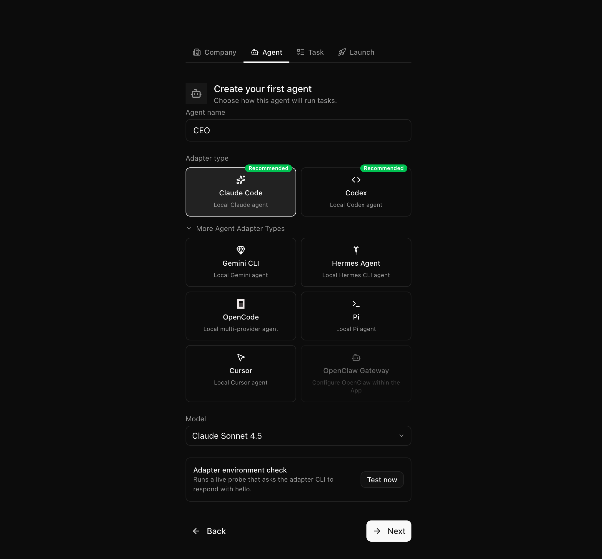 Create an agent