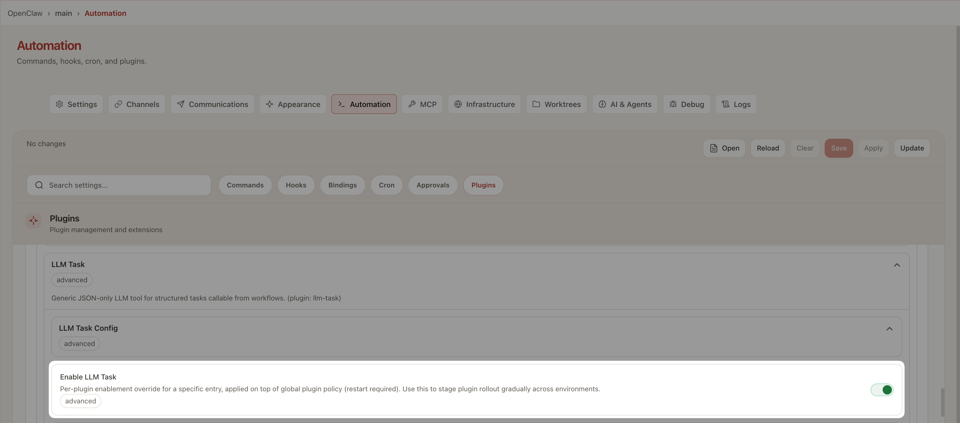 Toggle on plugin