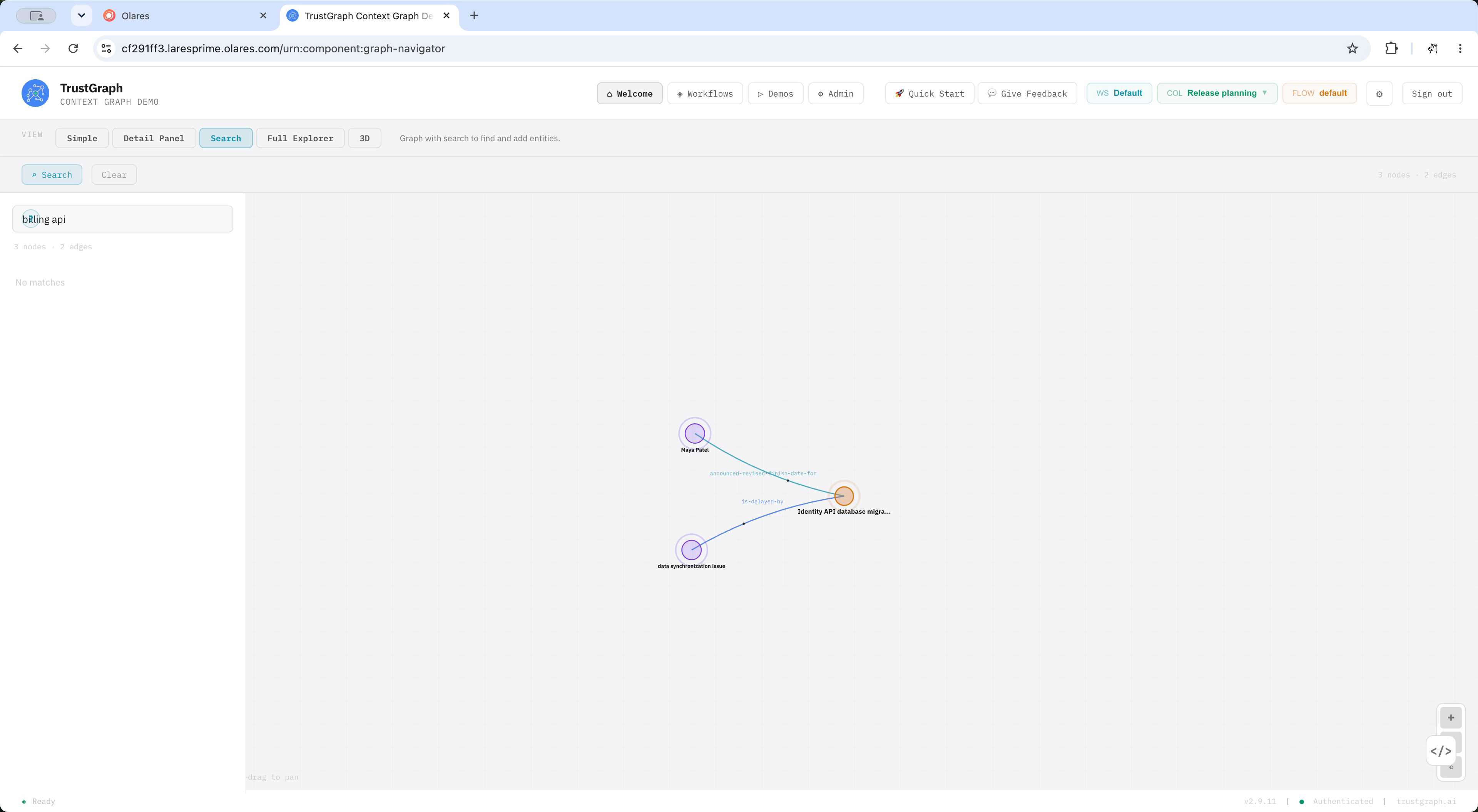 Migration event connected to its delay cause and Maya Patel