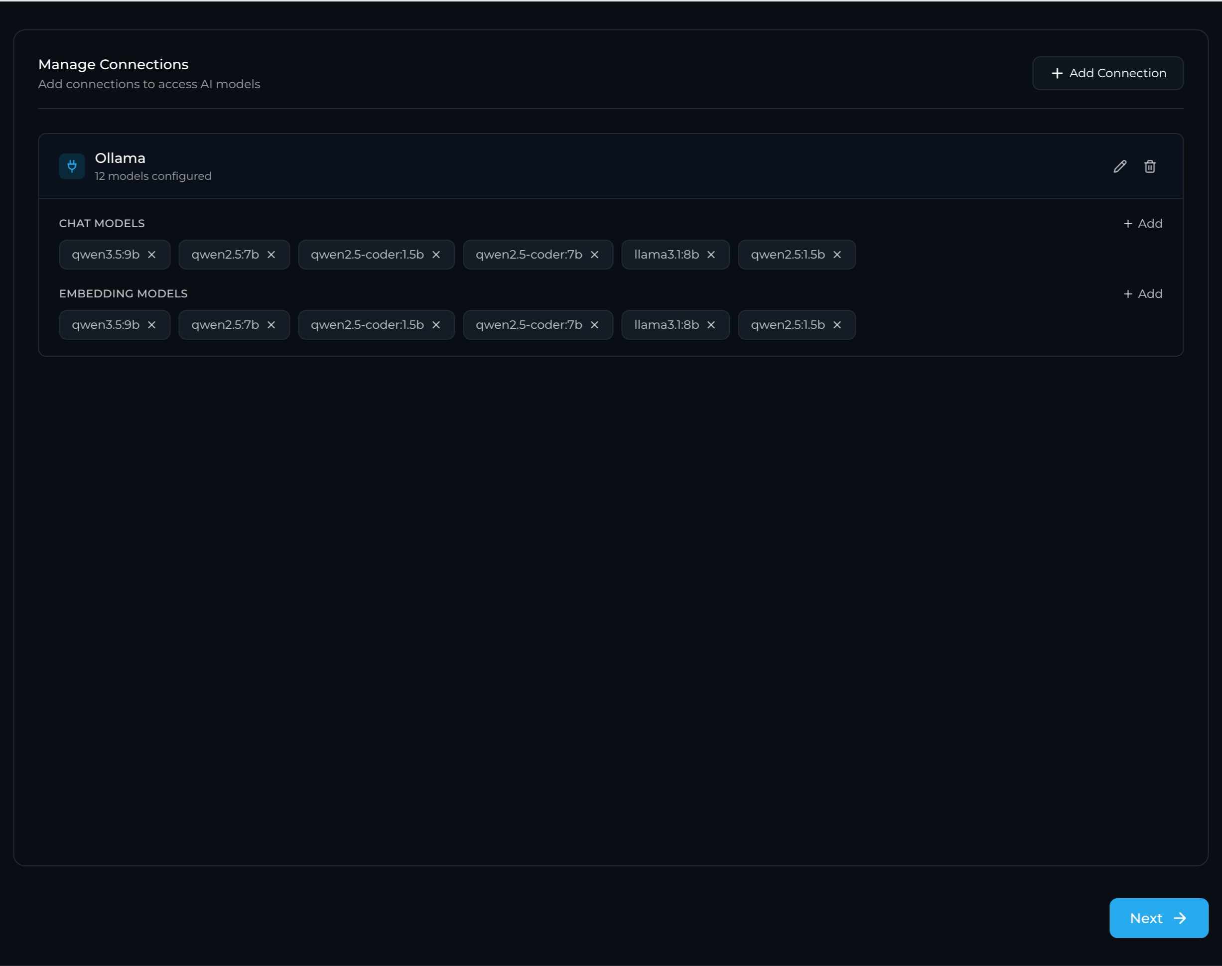 Manage connections