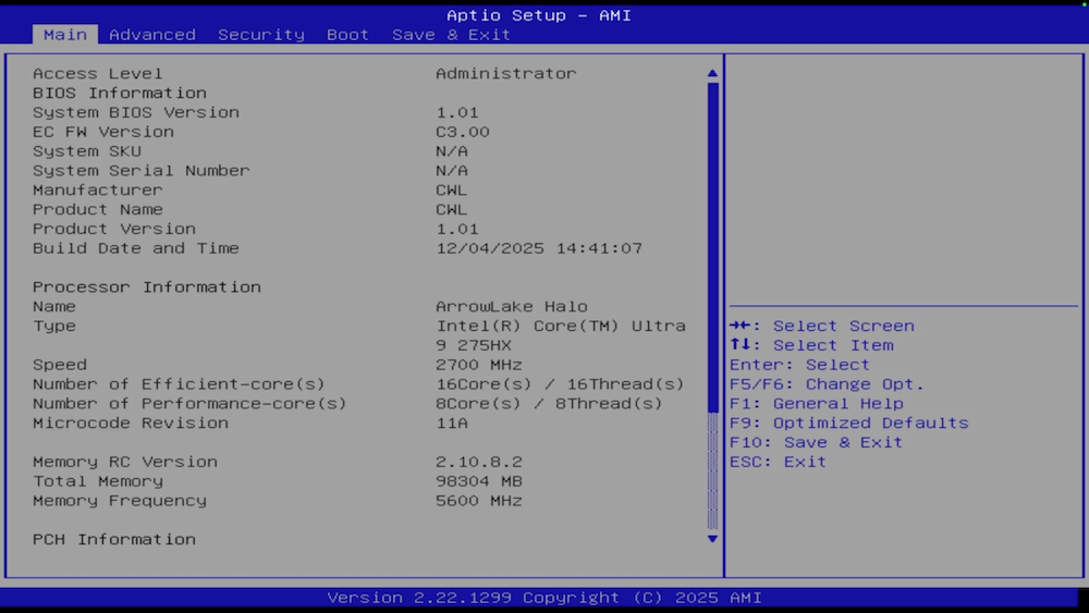 Verify BIOS version
