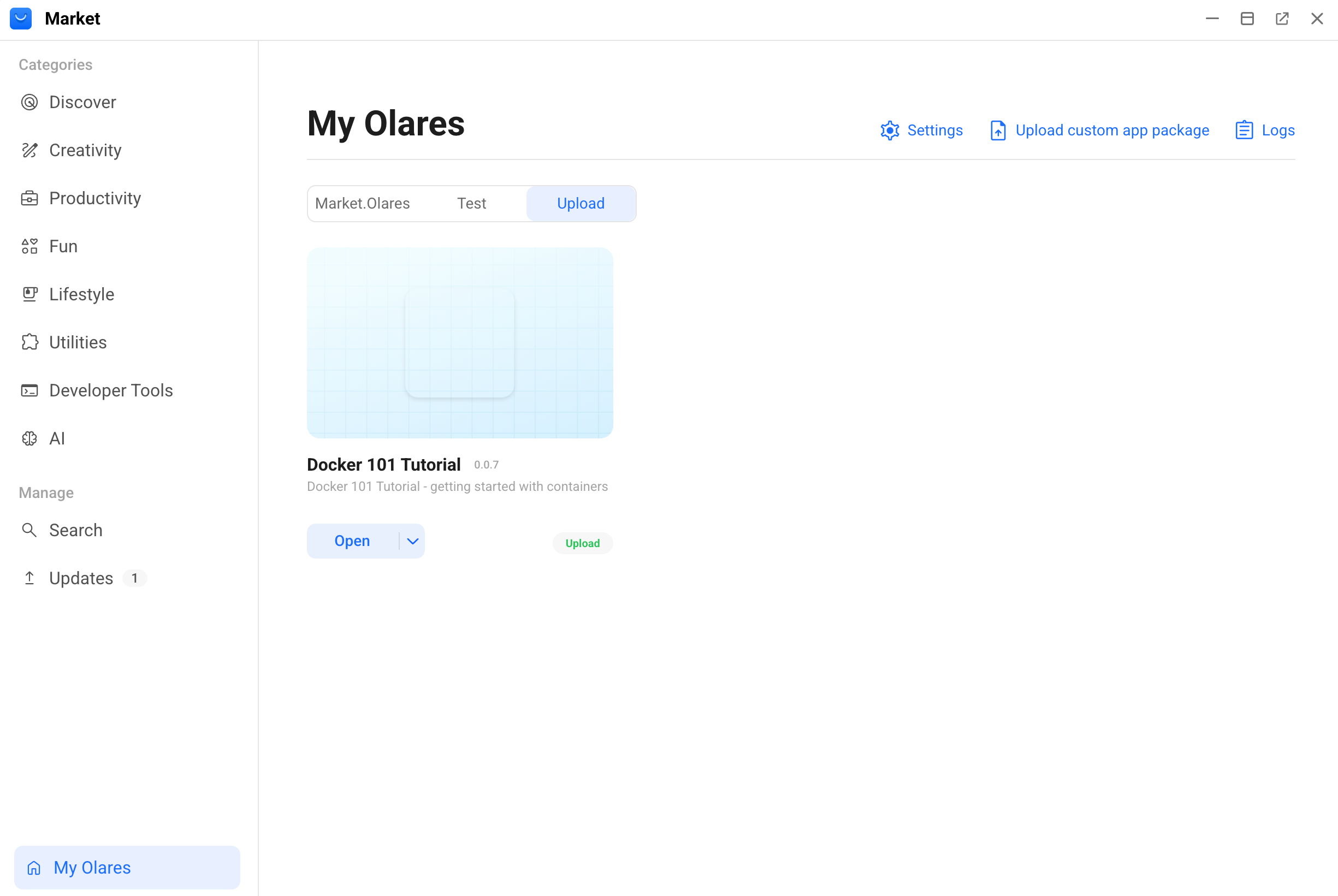 App deployed using Olares skill in OpenCode