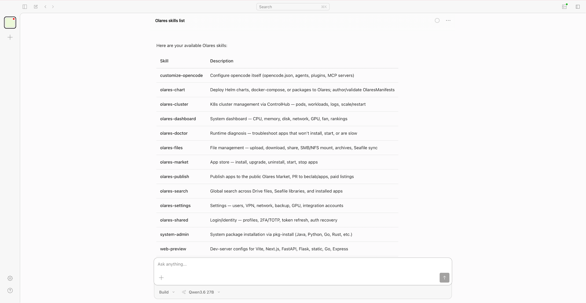 Ask a question in OpenCode