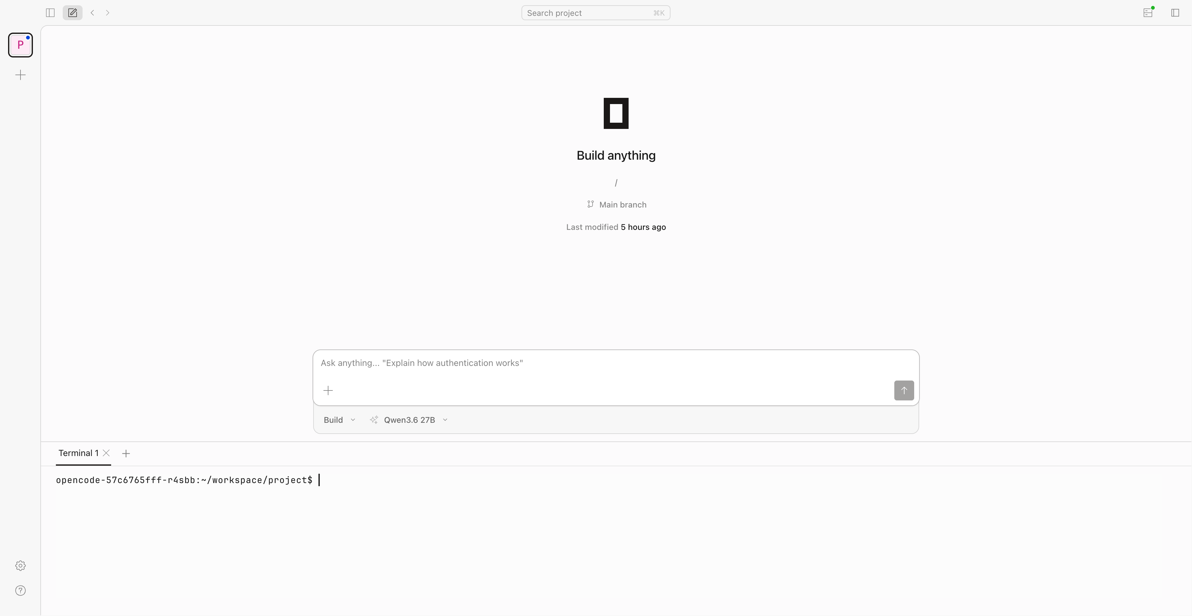 OpenCode terminal panel