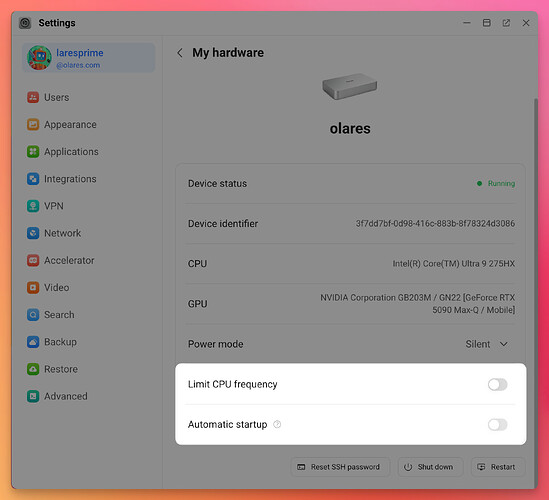 Hardware controls
